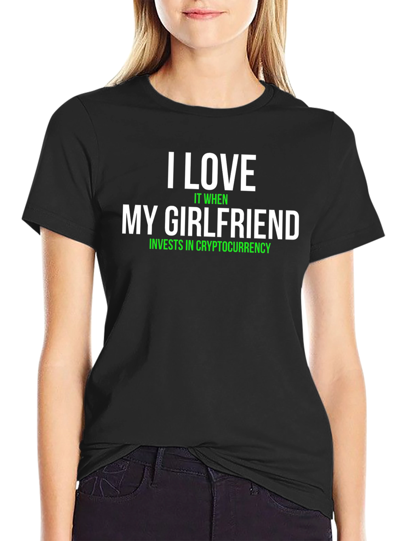 I Love My Girlfriend Cryptocurrency Investor Black T-Shirt