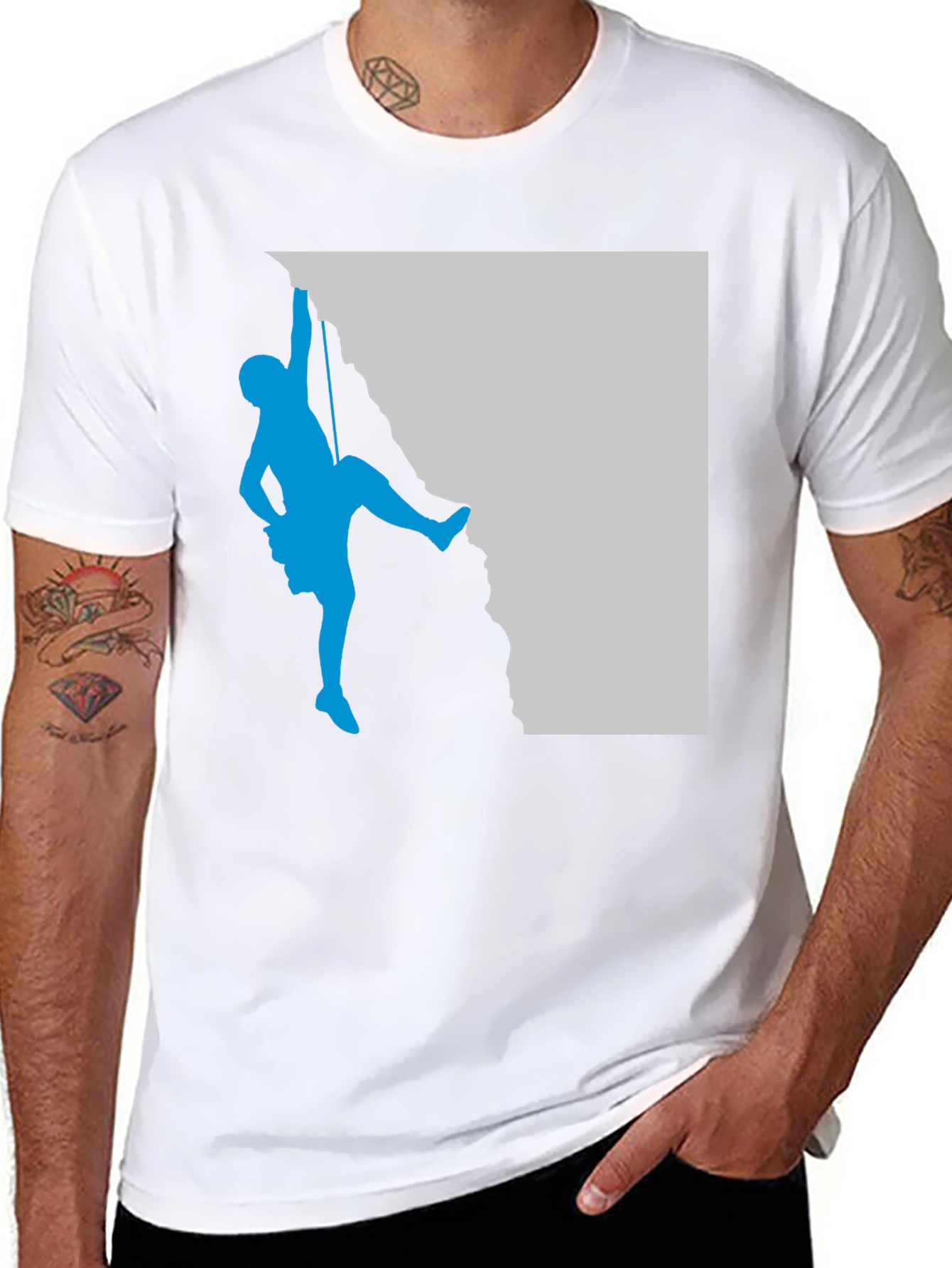 Climbing Silhouette Graphic Tee - Black Casual T-Shirt