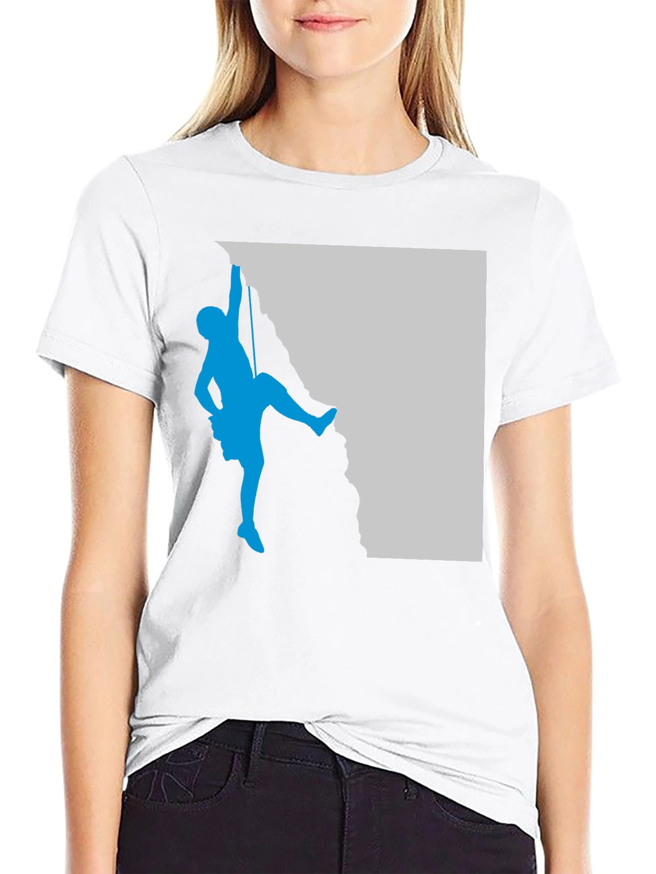 Climbing Silhouette Graphic Tee - Black Casual T-Shirt