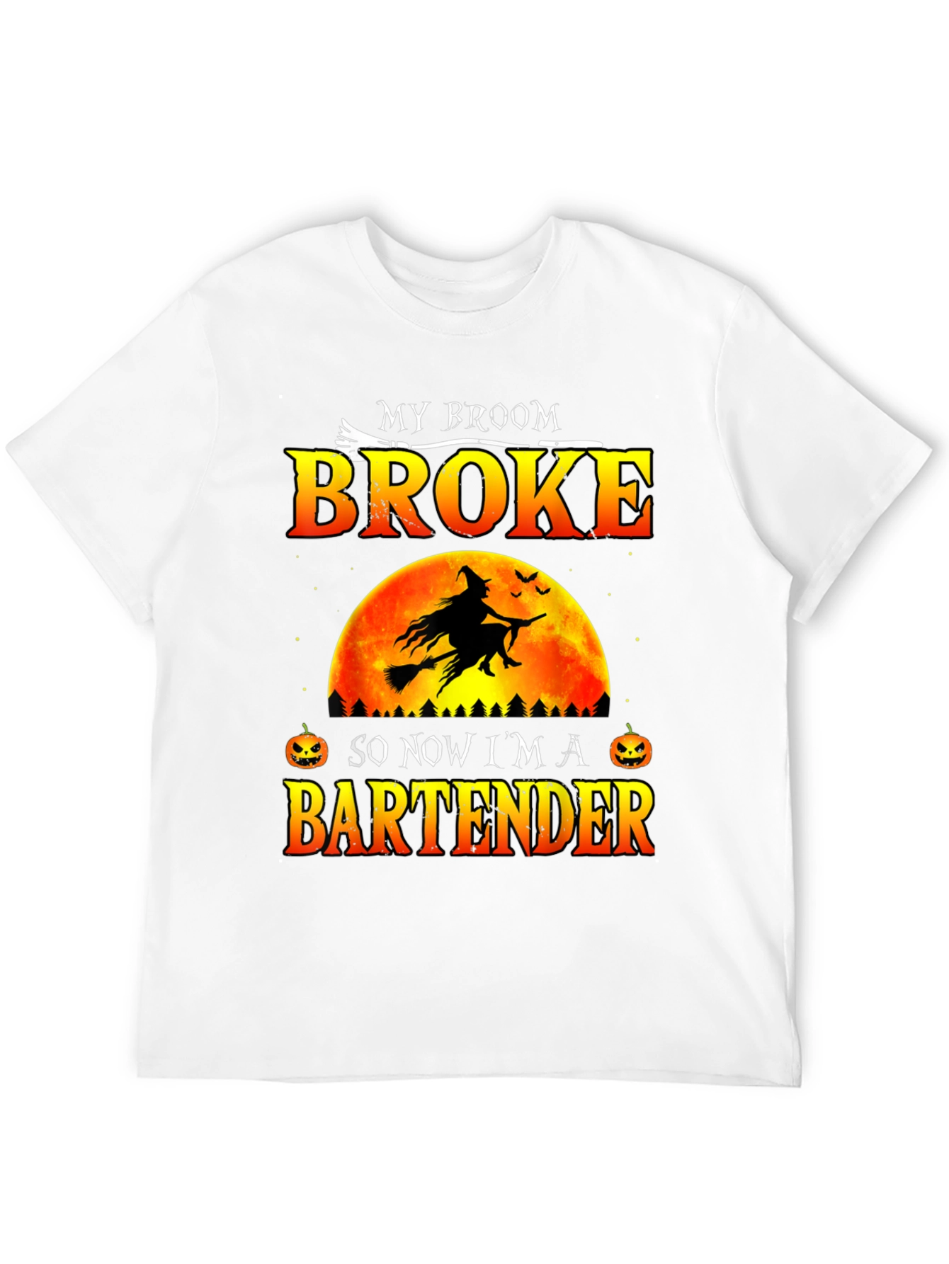 Broke Broom Bartender T-Shirt - Halloween Graphic Tee