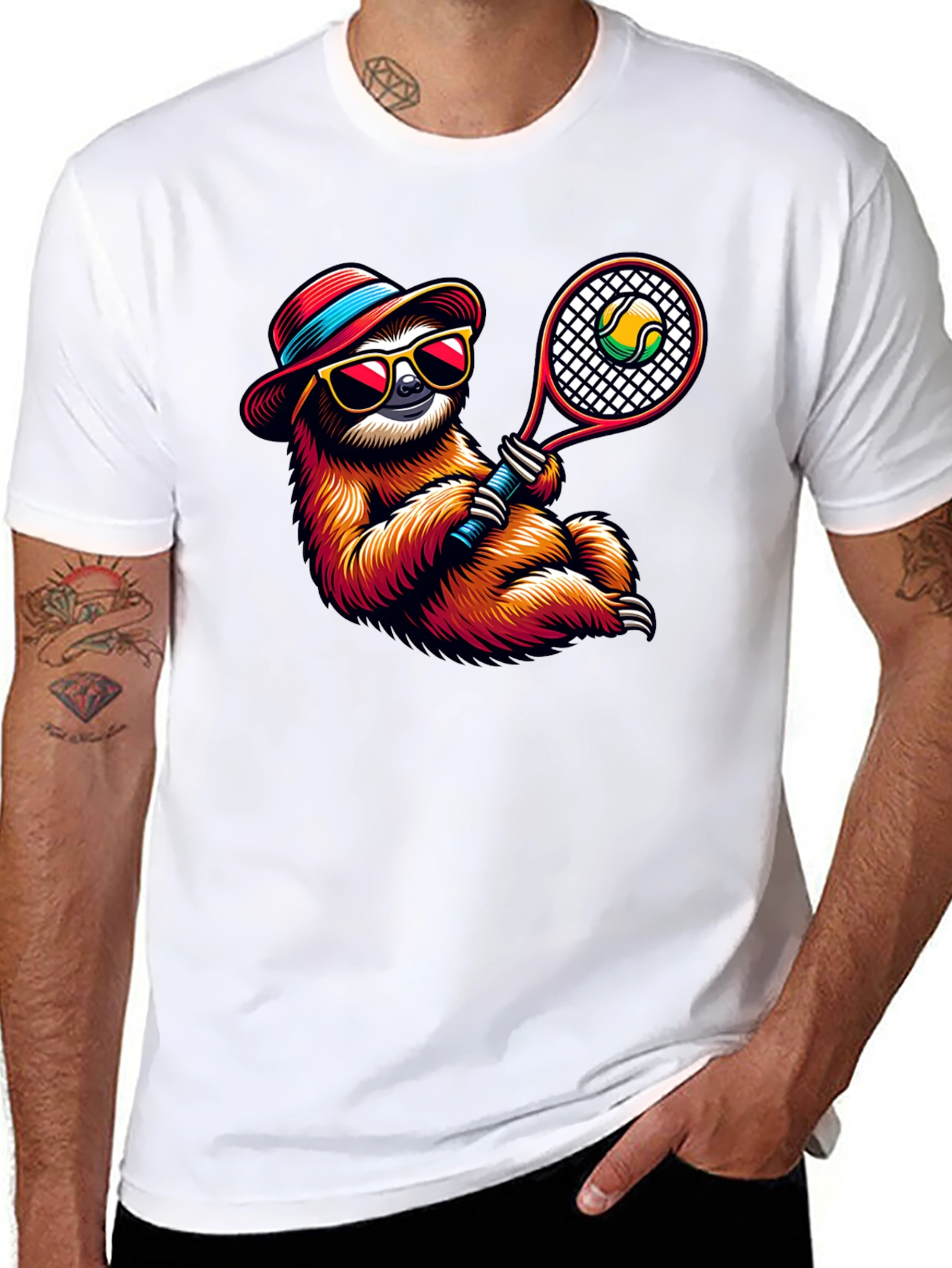 Tennis Sloth Graphic Tee - Cool & Casual!