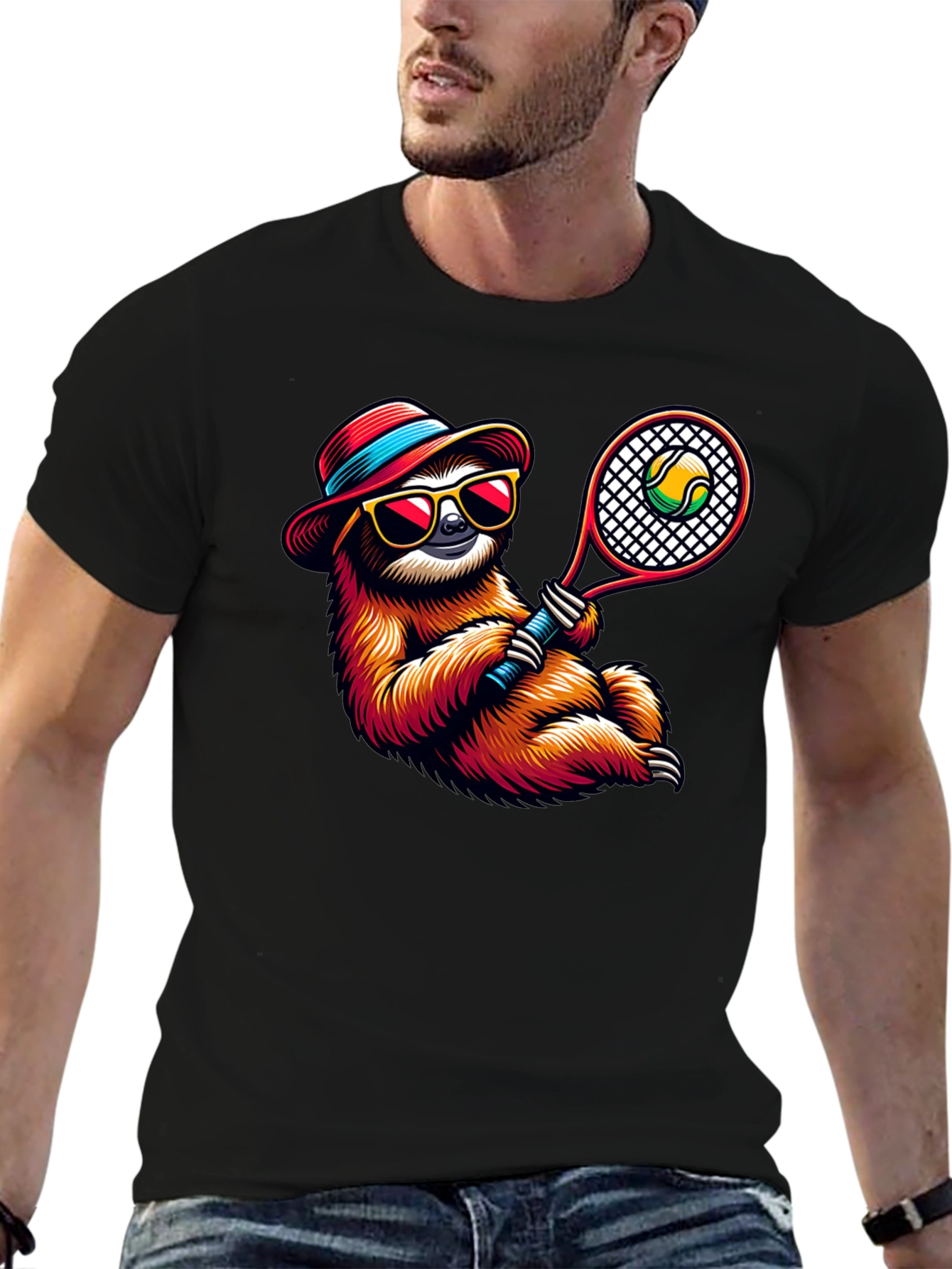 Tennis Sloth Graphic Tee - Cool & Casual!
