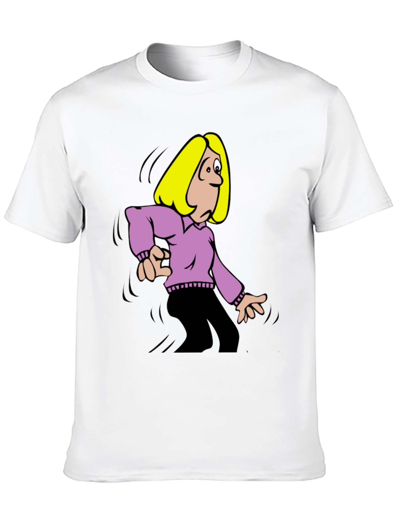 Cartoon Woman Graphic T-Shirt - Black
