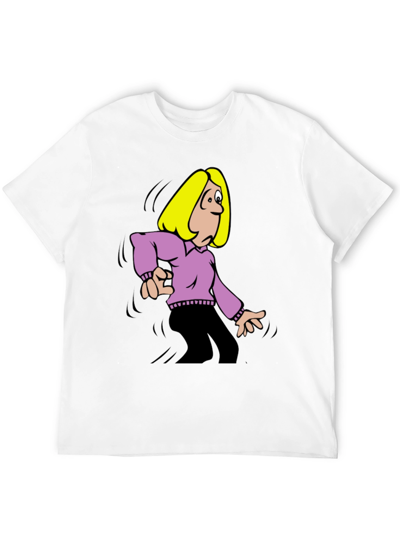 Cartoon Woman Graphic T-Shirt - Black
