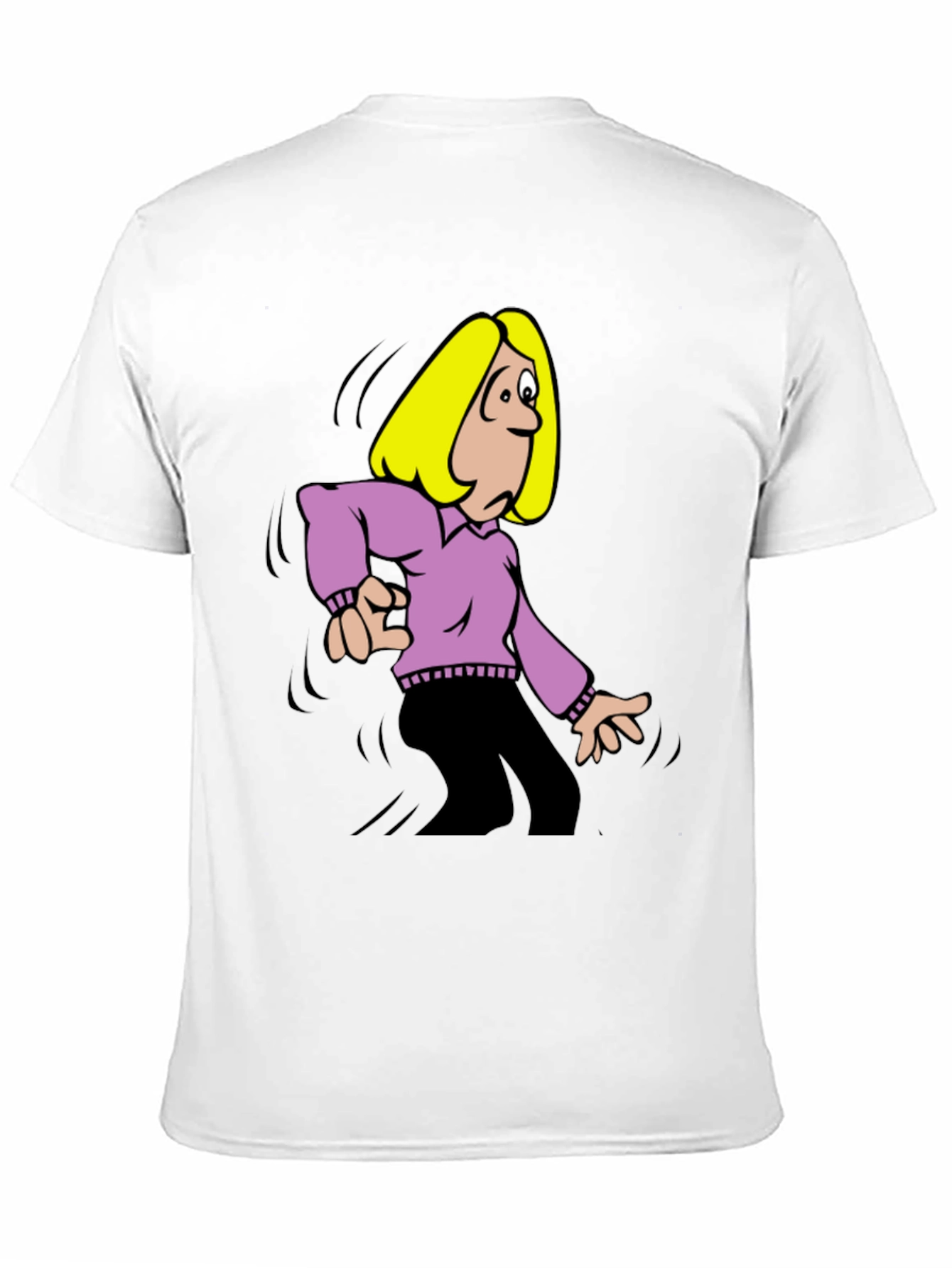 Cartoon Woman Graphic T-Shirt - Black