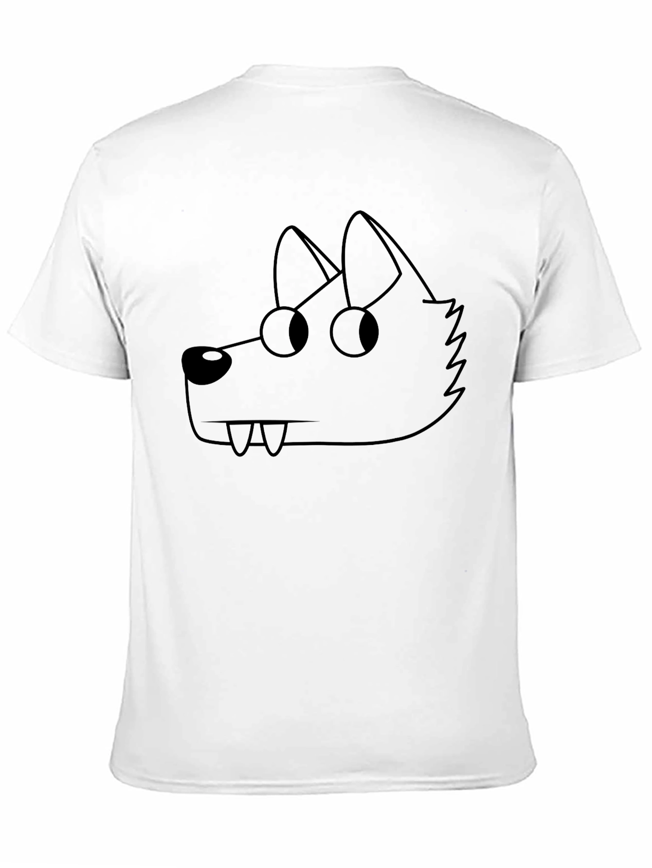 Cartoon Wolf Graphic Tee - Black Crew Neck T-Shirt