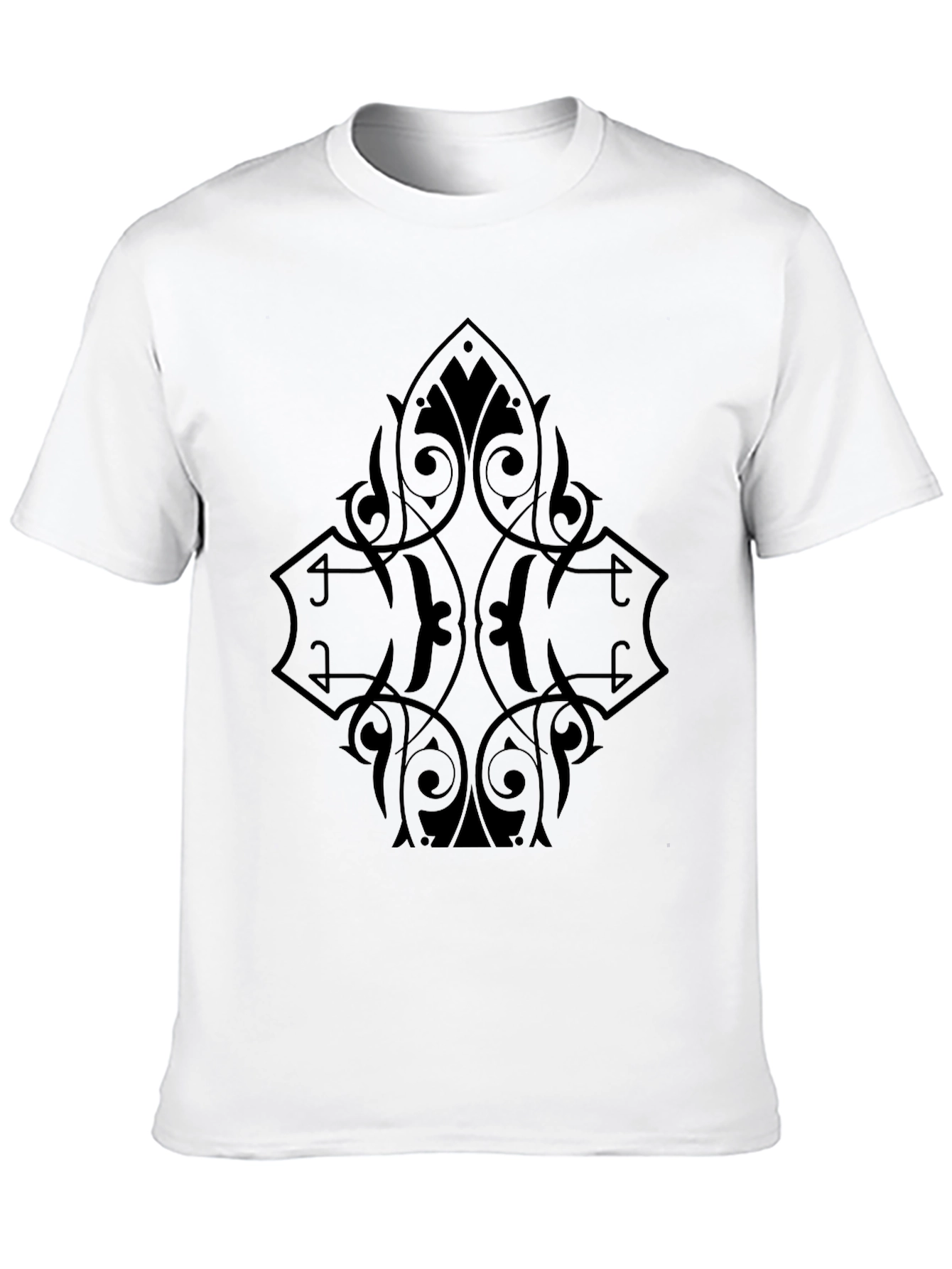 Mens Black Graphic Tee - Ornate Diamond Design