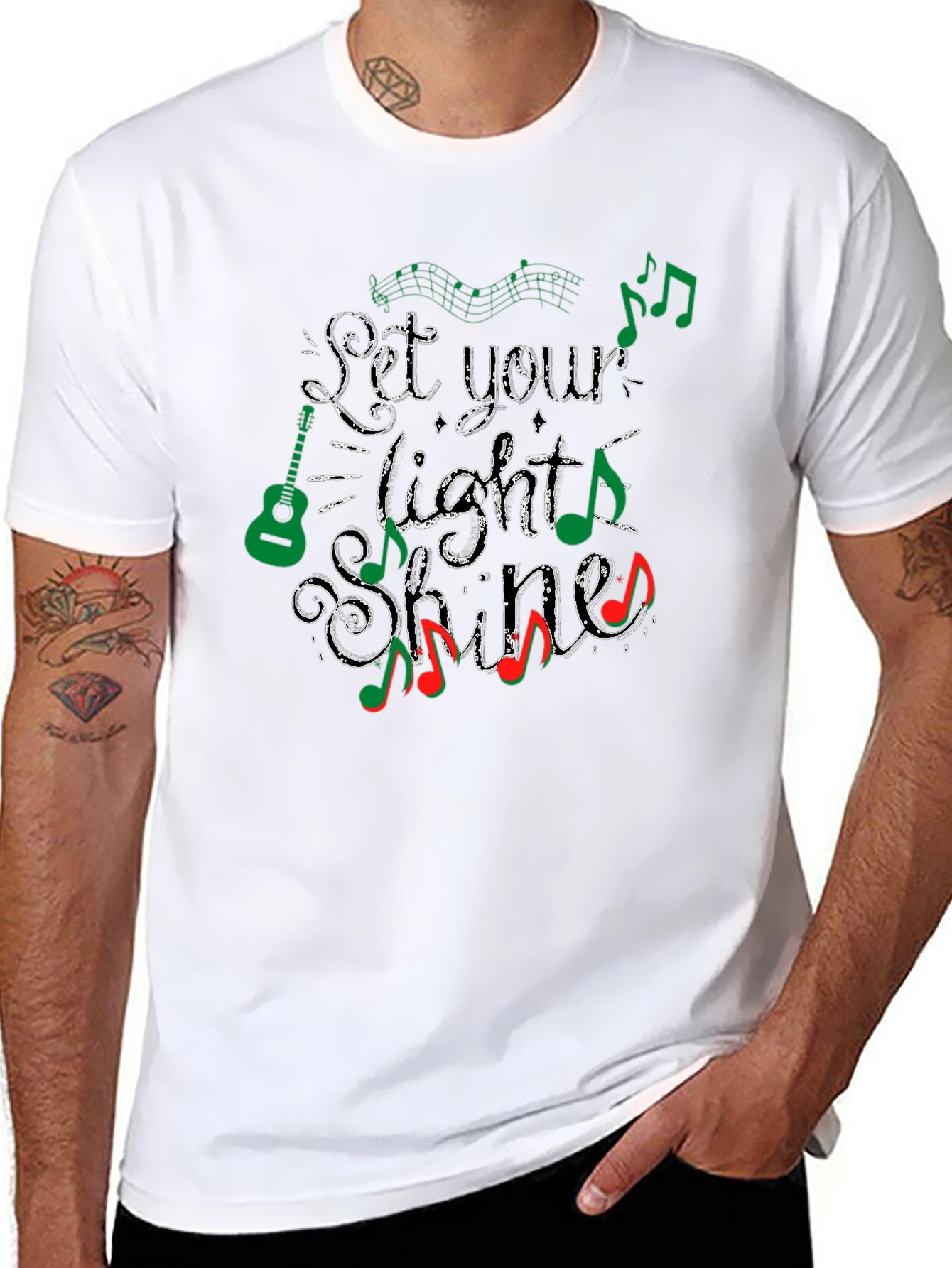 Let Your Light Shine Music Notes T-Shirt