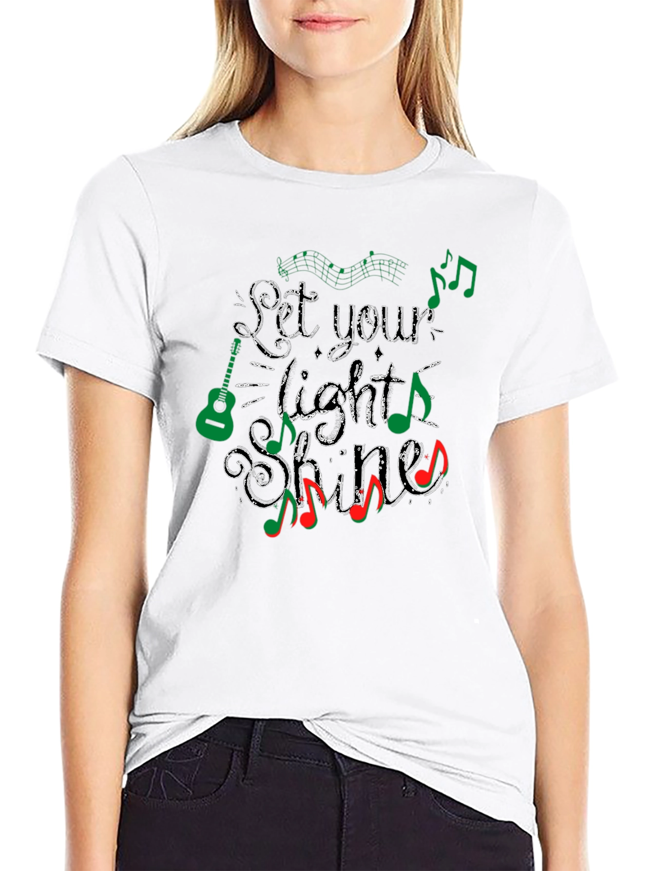 Let Your Light Shine Music Notes T-Shirt