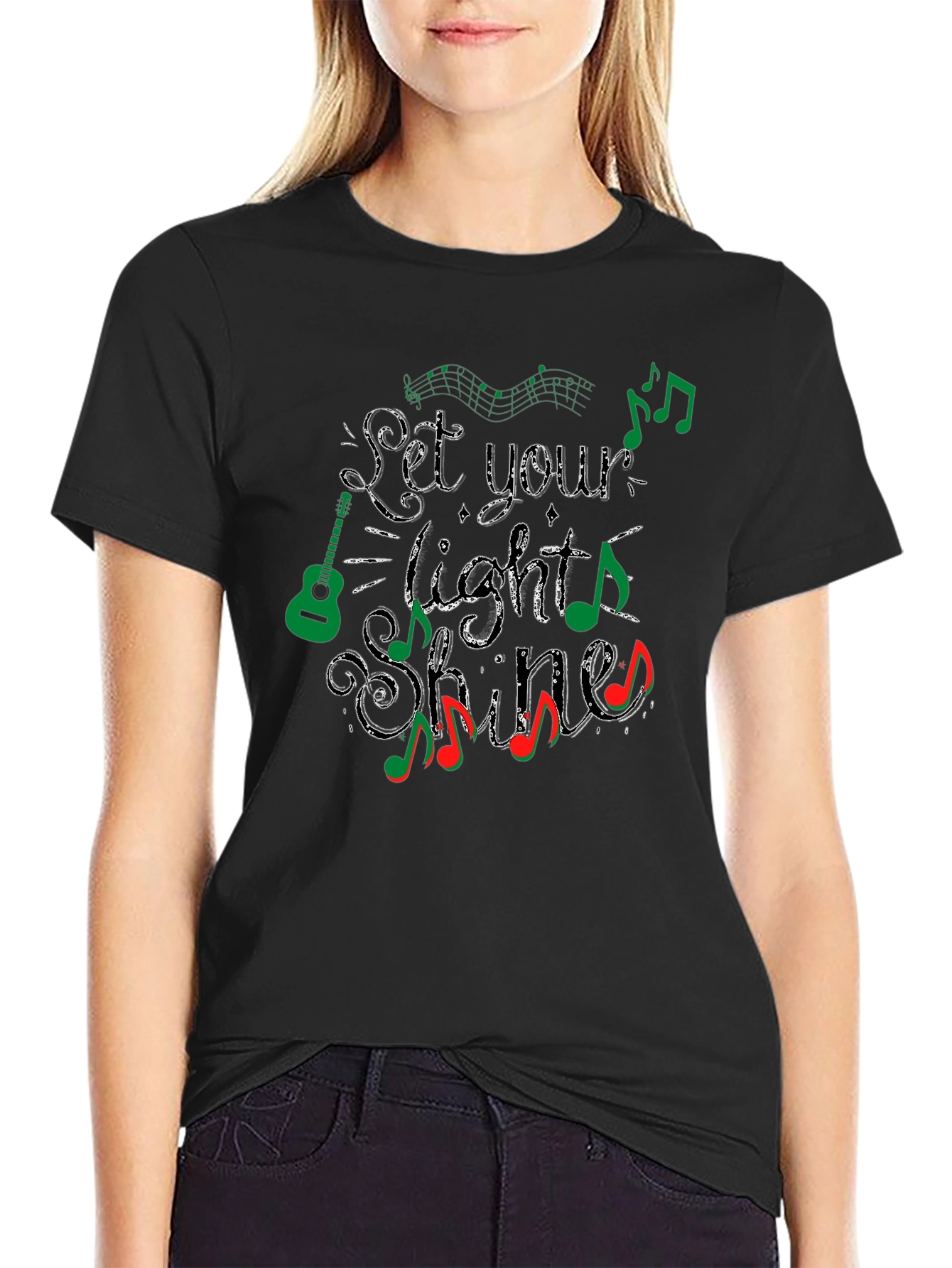 Let Your Light Shine Music Notes T-Shirt