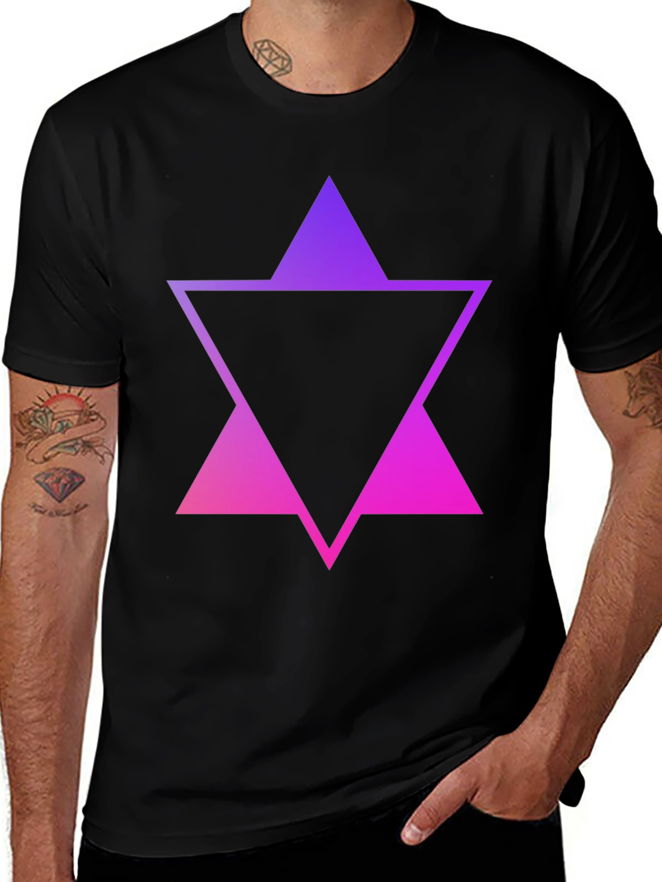 Gradient Triangle Graphic Tee - Stylish Mens Black T-Shirt