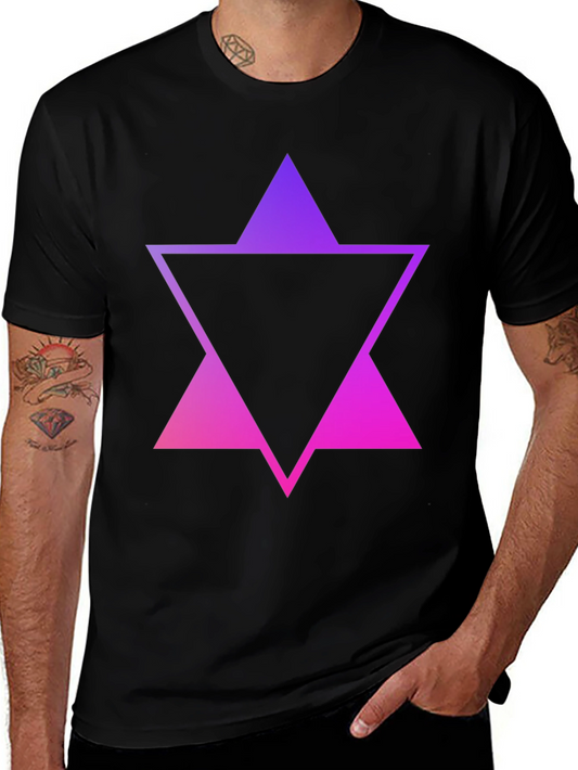 Gradient Triangle Graphic Tee - Stylish Mens Black T-Shirt