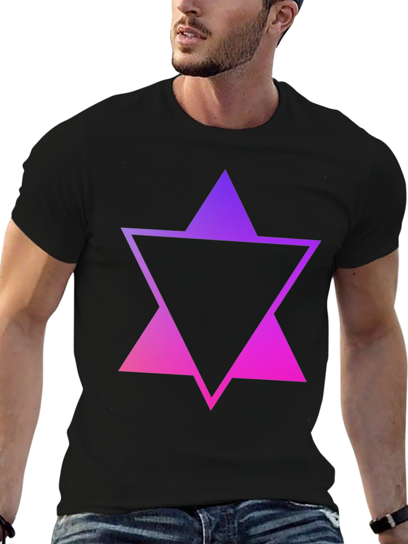 Gradient Triangle Graphic Tee - Stylish Mens Black T-Shirt