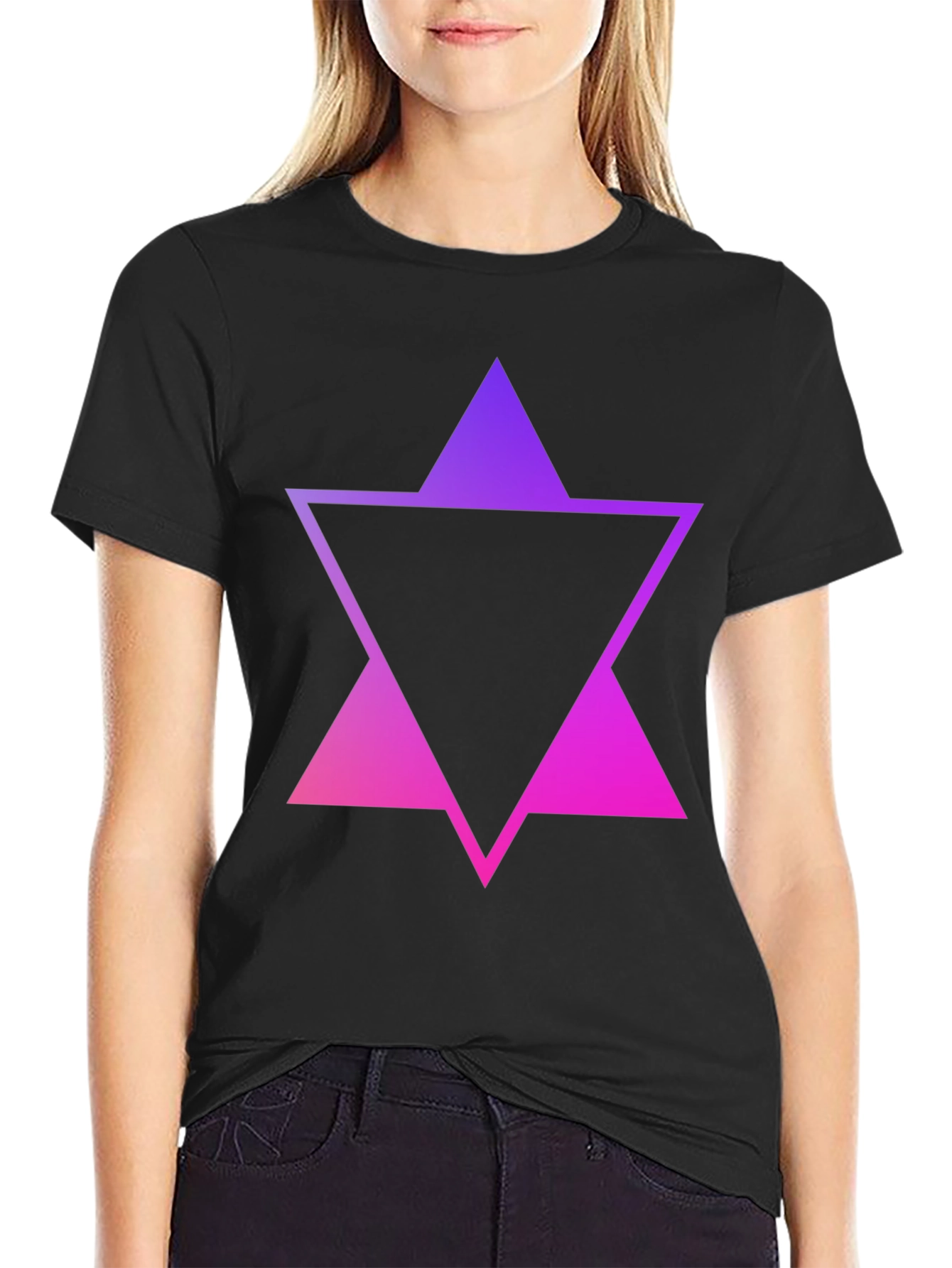 Gradient Triangle Graphic Tee - Stylish Mens Black T-Shirt