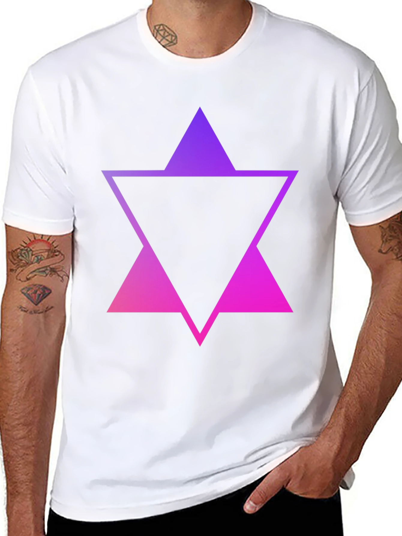Gradient Triangle Graphic Tee - Stylish Mens Black T-Shirt