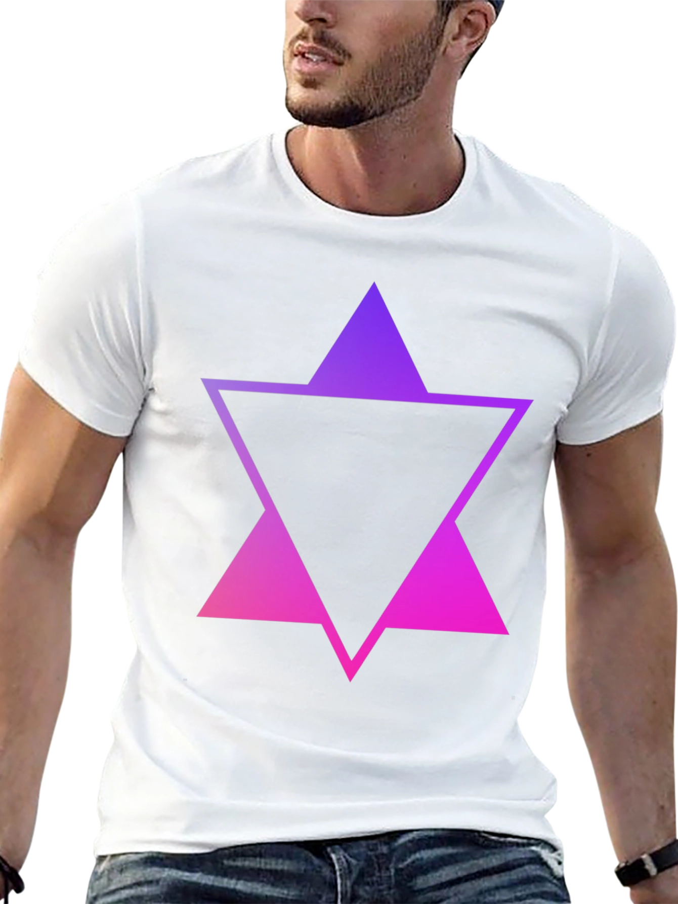 Gradient Triangle Graphic Tee - Stylish Mens Black T-Shirt