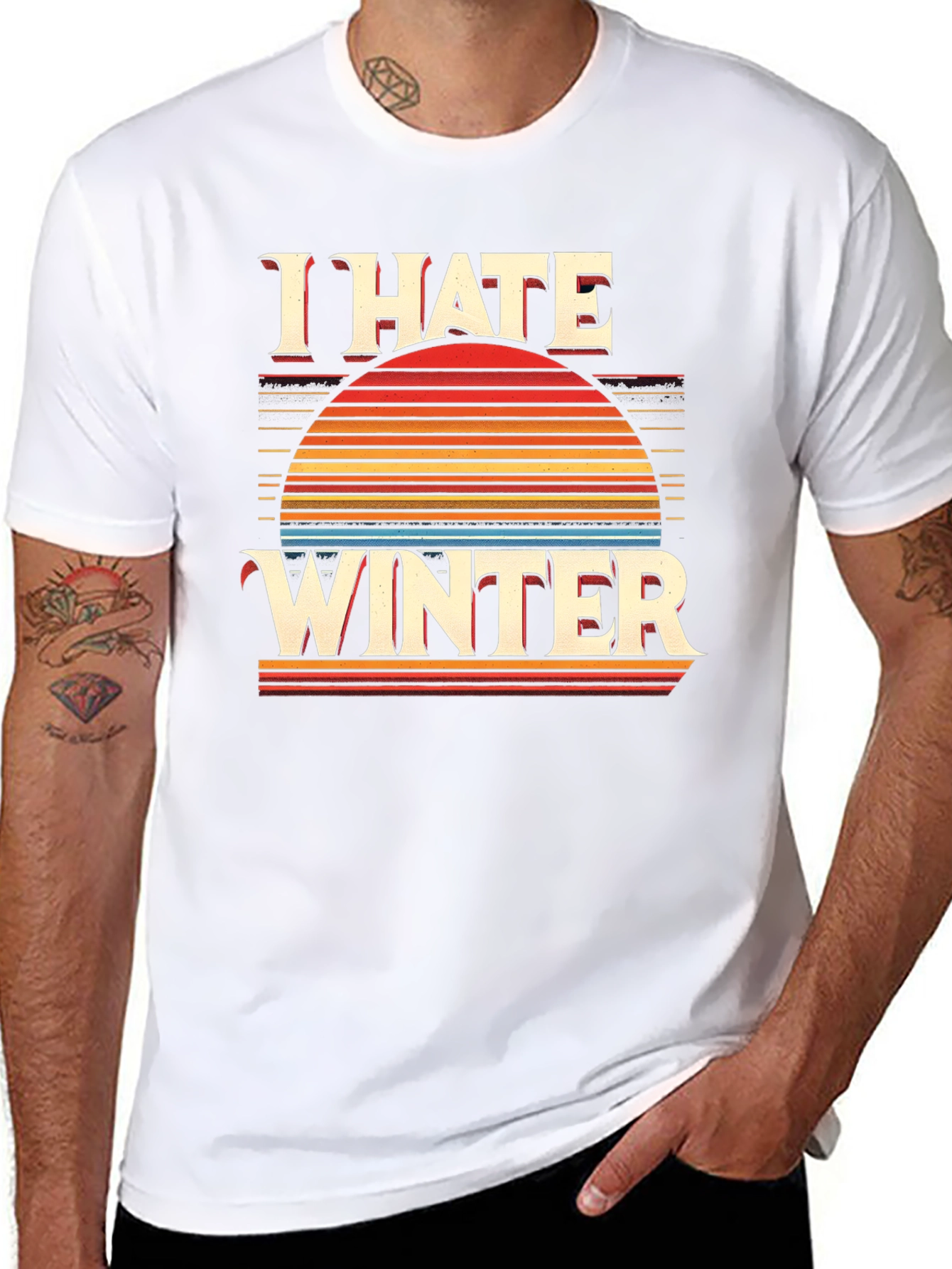 I Hate Winter Graphic Tee - Retro Sunset Design