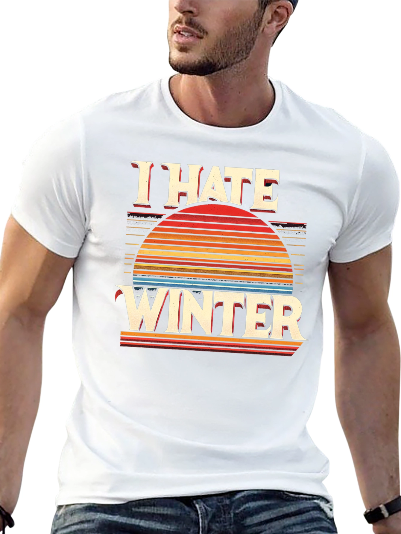 I Hate Winter Graphic Tee - Retro Sunset Design