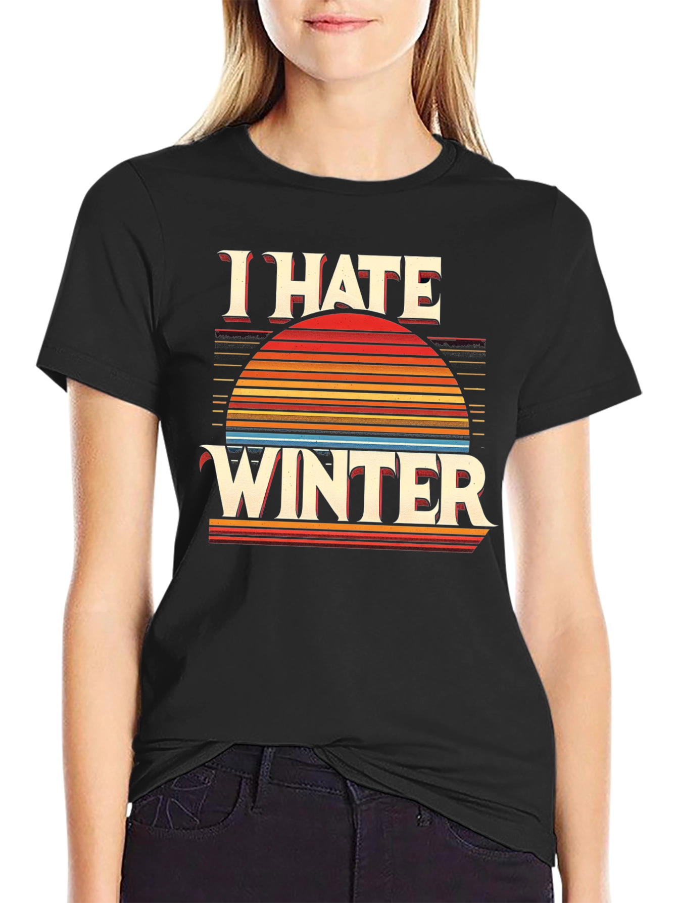 I Hate Winter Graphic Tee - Retro Sunset Design