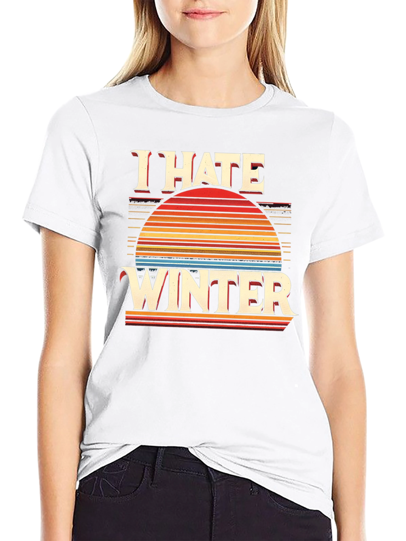 I Hate Winter Graphic Tee - Retro Sunset Design