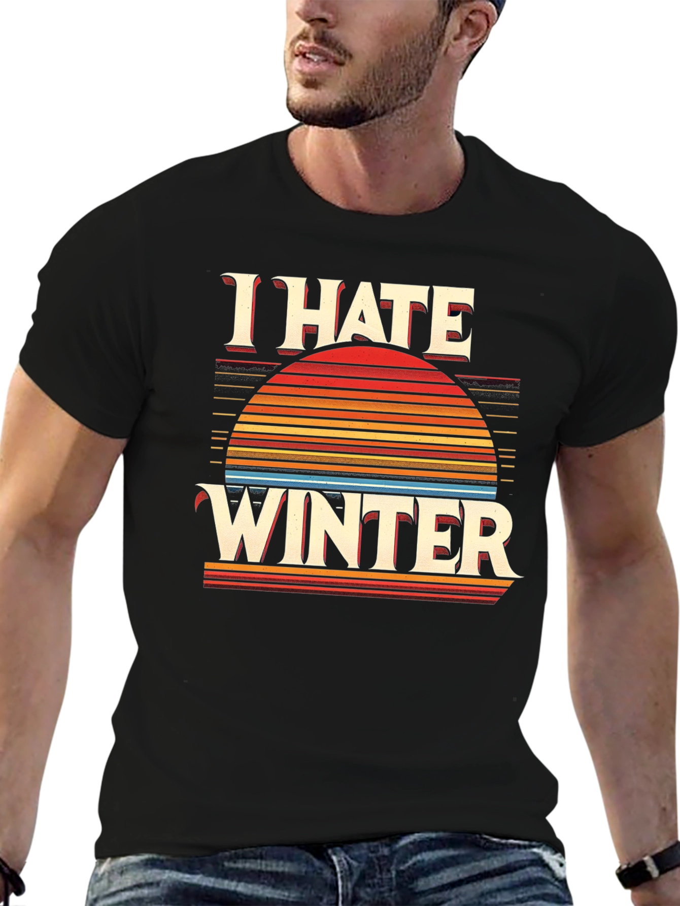 I Hate Winter Graphic Tee - Retro Sunset Design