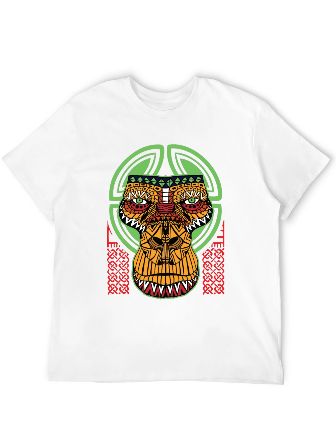 Tribal Mask Graphic Tee - Unique Design