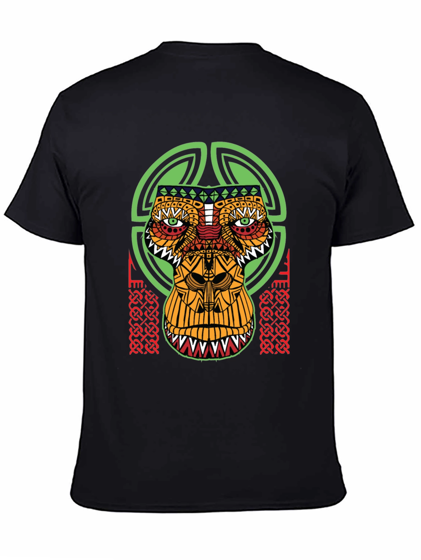 Tribal Mask Graphic Tee - Unique Design