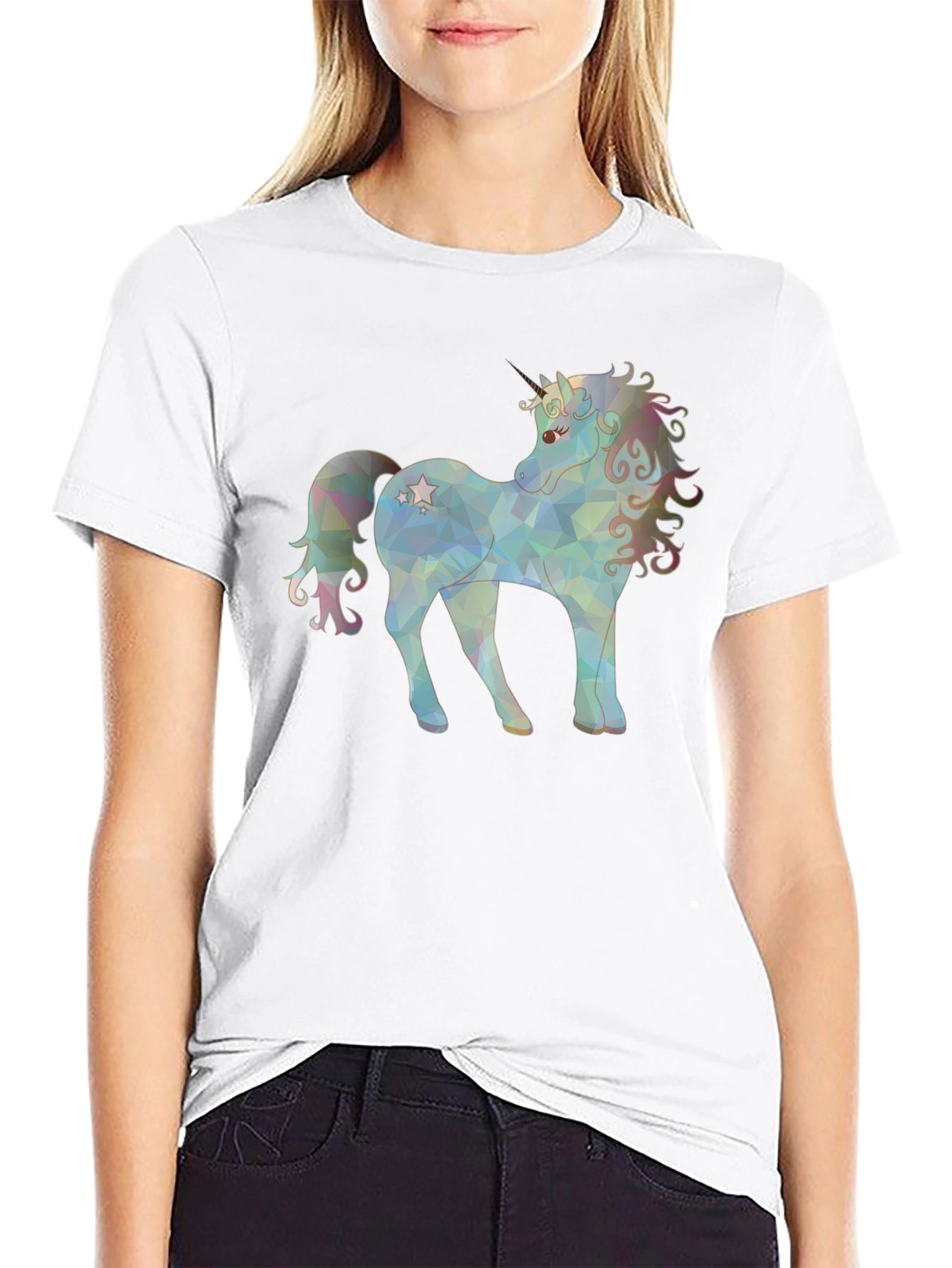 Unicorn Graphic Print Black T-Shirt