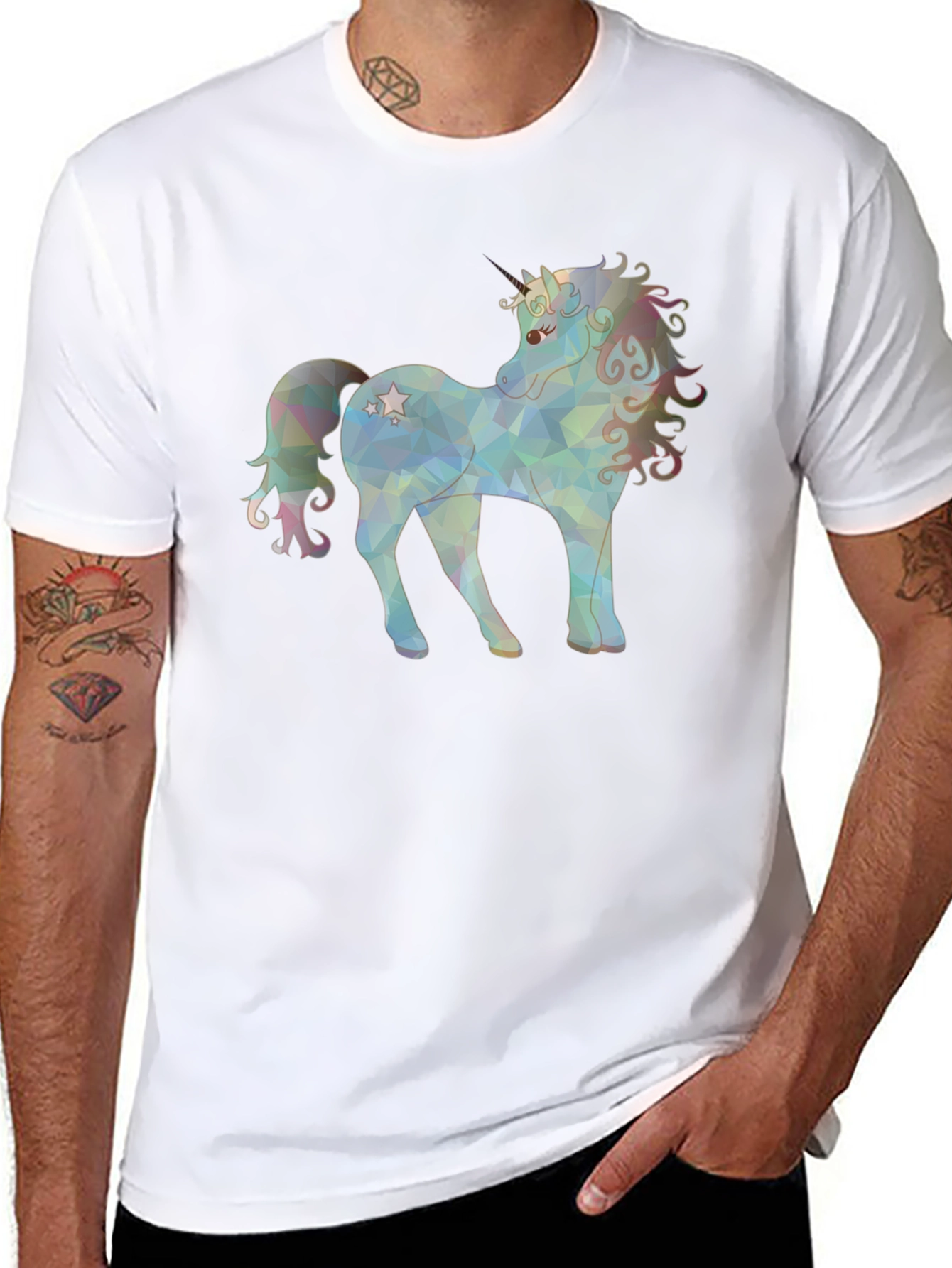 Unicorn Graphic Print Black T-Shirt