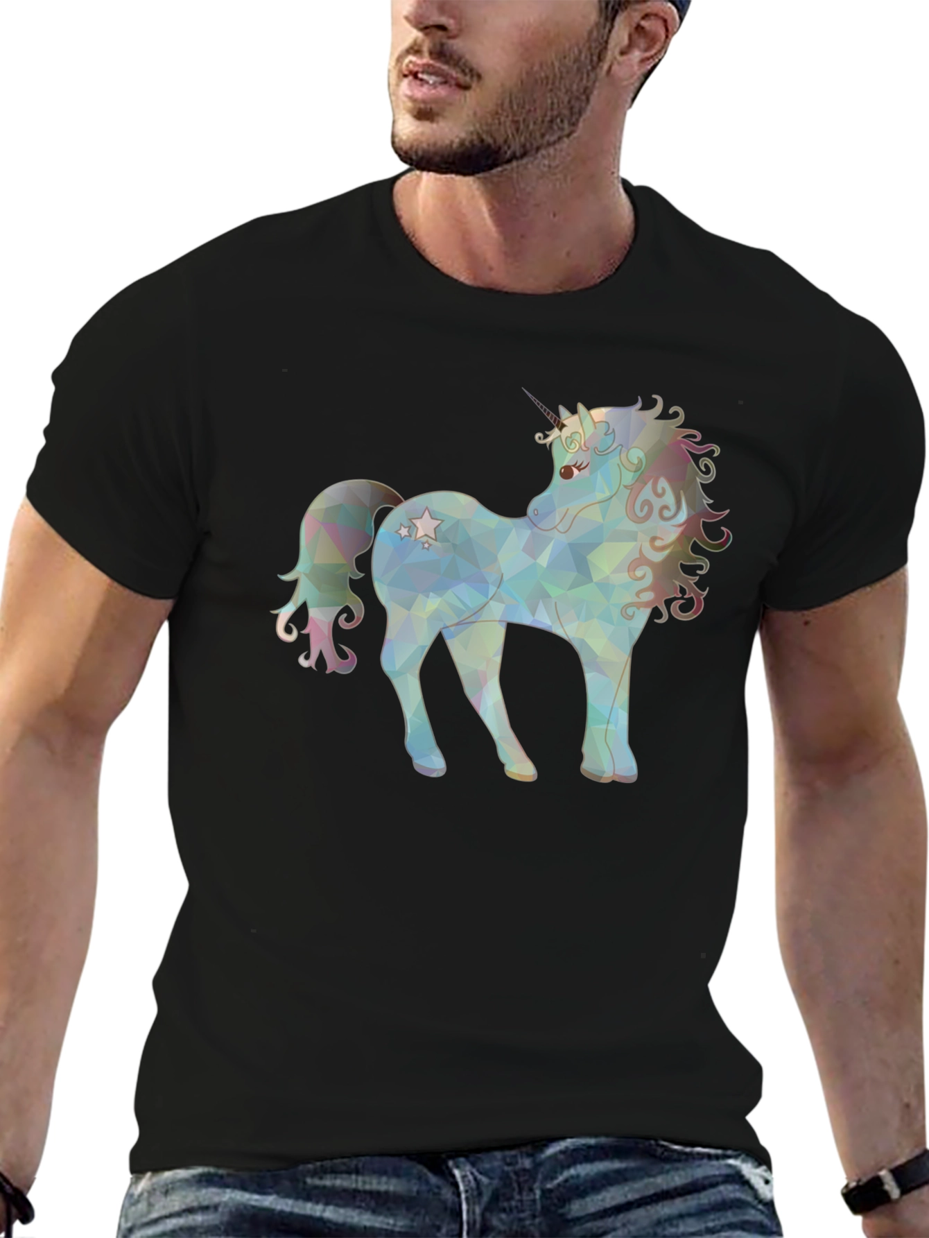 Unicorn Graphic Print Black T-Shirt