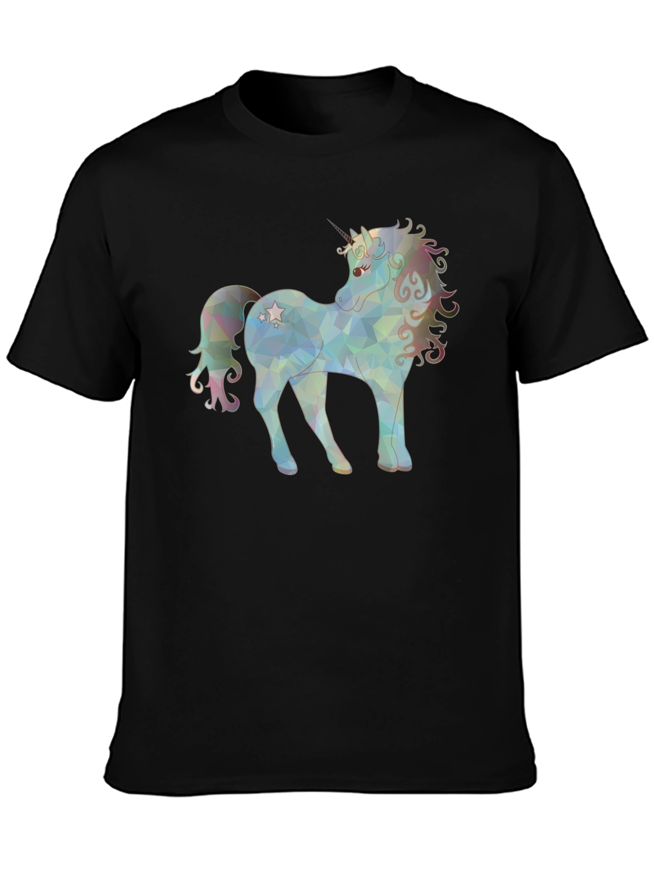 Unicorn Graphic Print Black T-Shirt