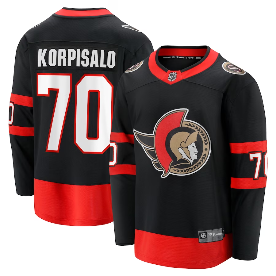Men's Ottawa Senators Joonas Korpisalo #70 Black Player Jerseys