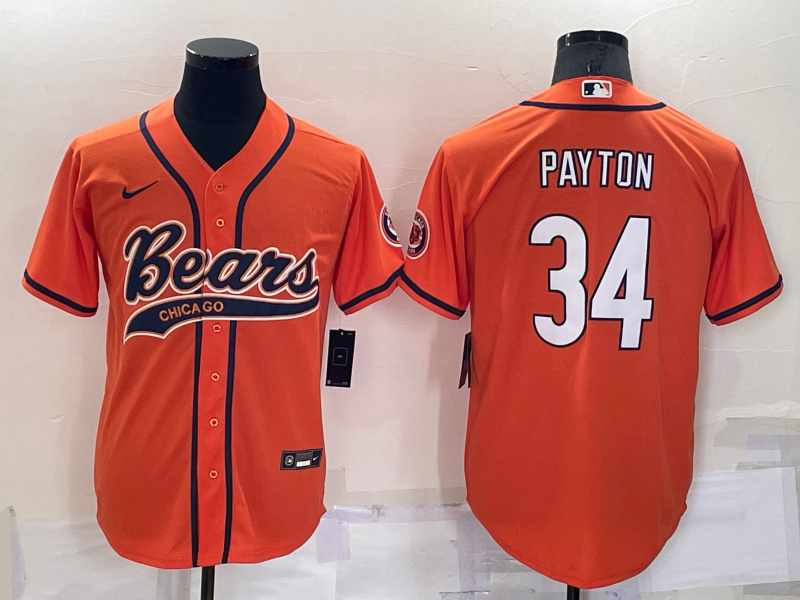 Men's Chicago Bears Walter Payton #34 Orange Game Jerseys Joint Edition