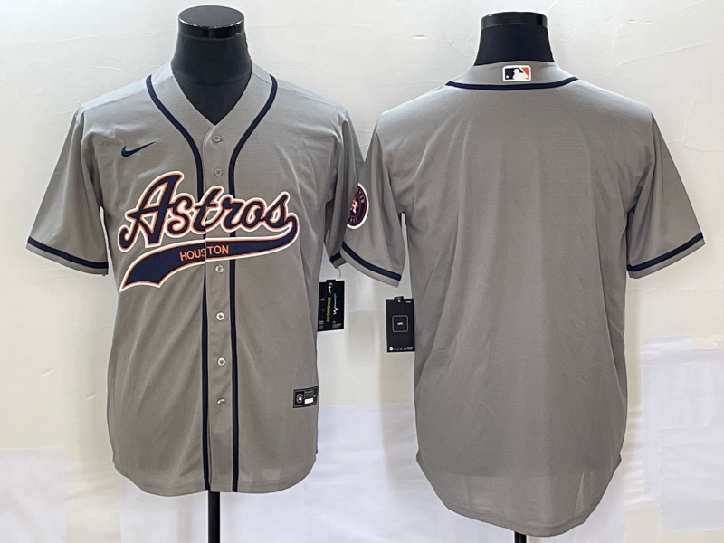 Men's Houston Astros Gray Replica Blank Jerseys Joint Edition
