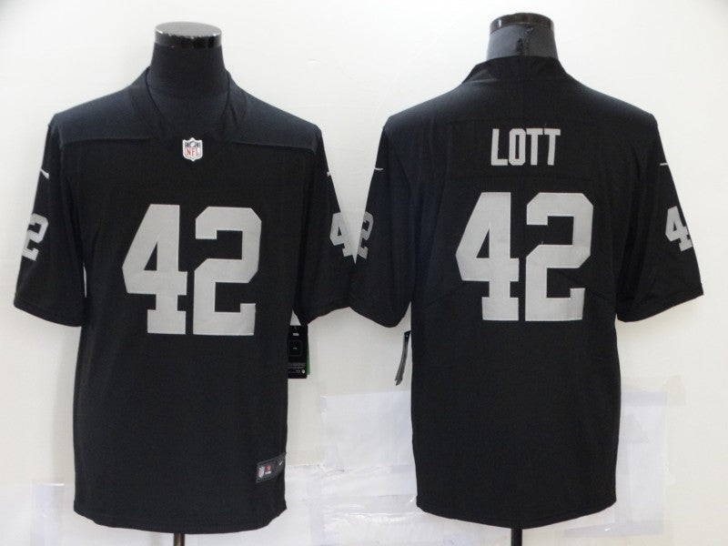 Men's Las Vegas Raiders Ronnie Lott #42 Black Game Jerseys
