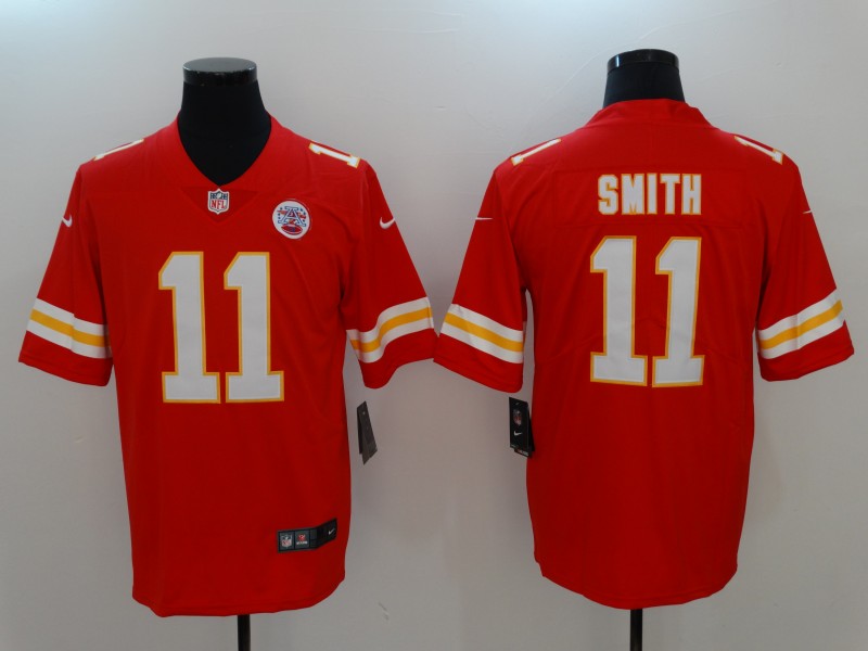 Men's Kansas City Chiefs #11 Alex Smith Red Team Color Game Jerseys