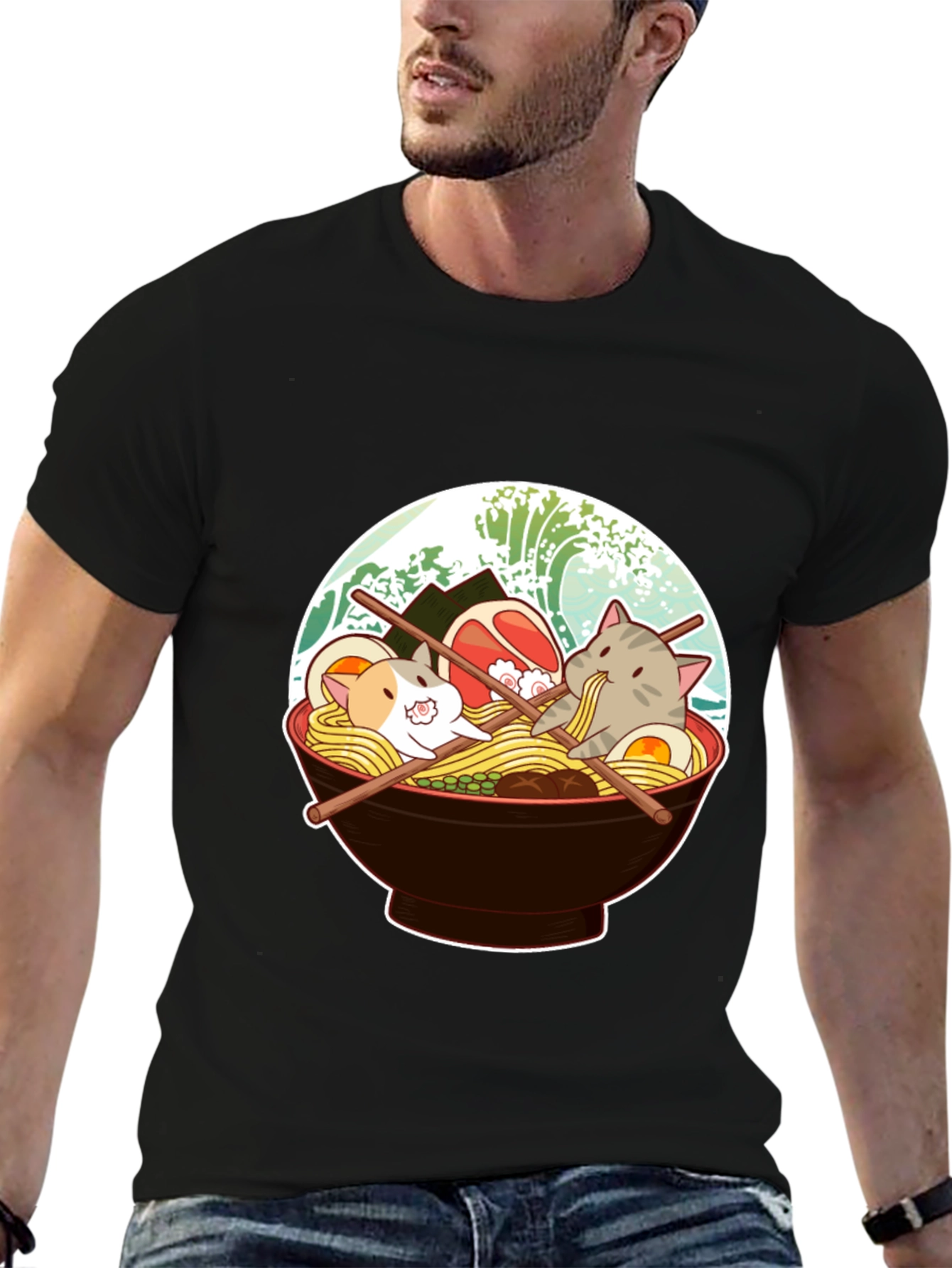 Cat Ramen T-Shirt - Cute Japanese Noodle Bowl Tee
