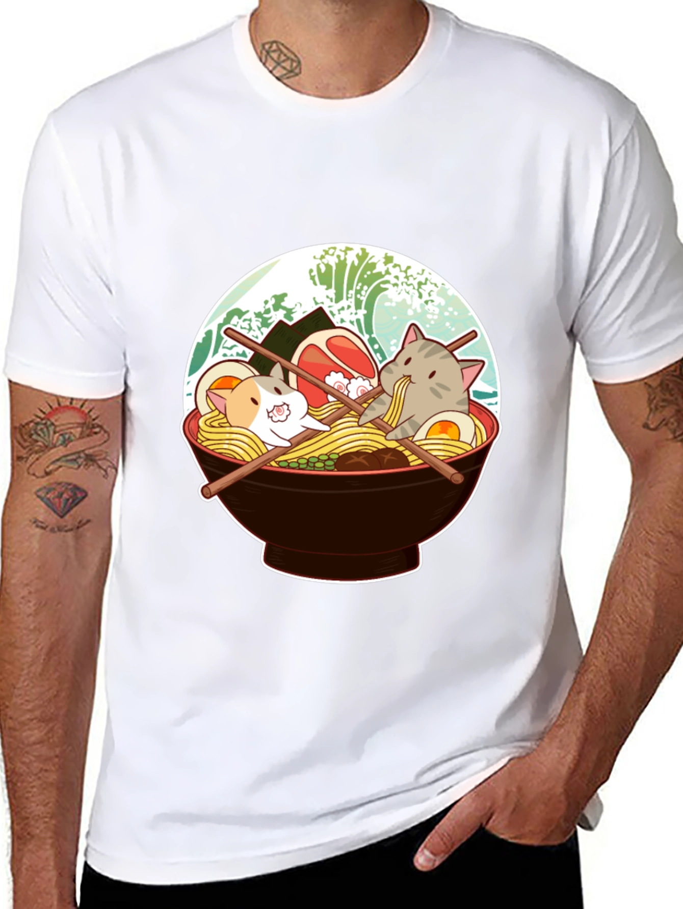 Cat Ramen T-Shirt - Cute Japanese Noodle Bowl Tee
