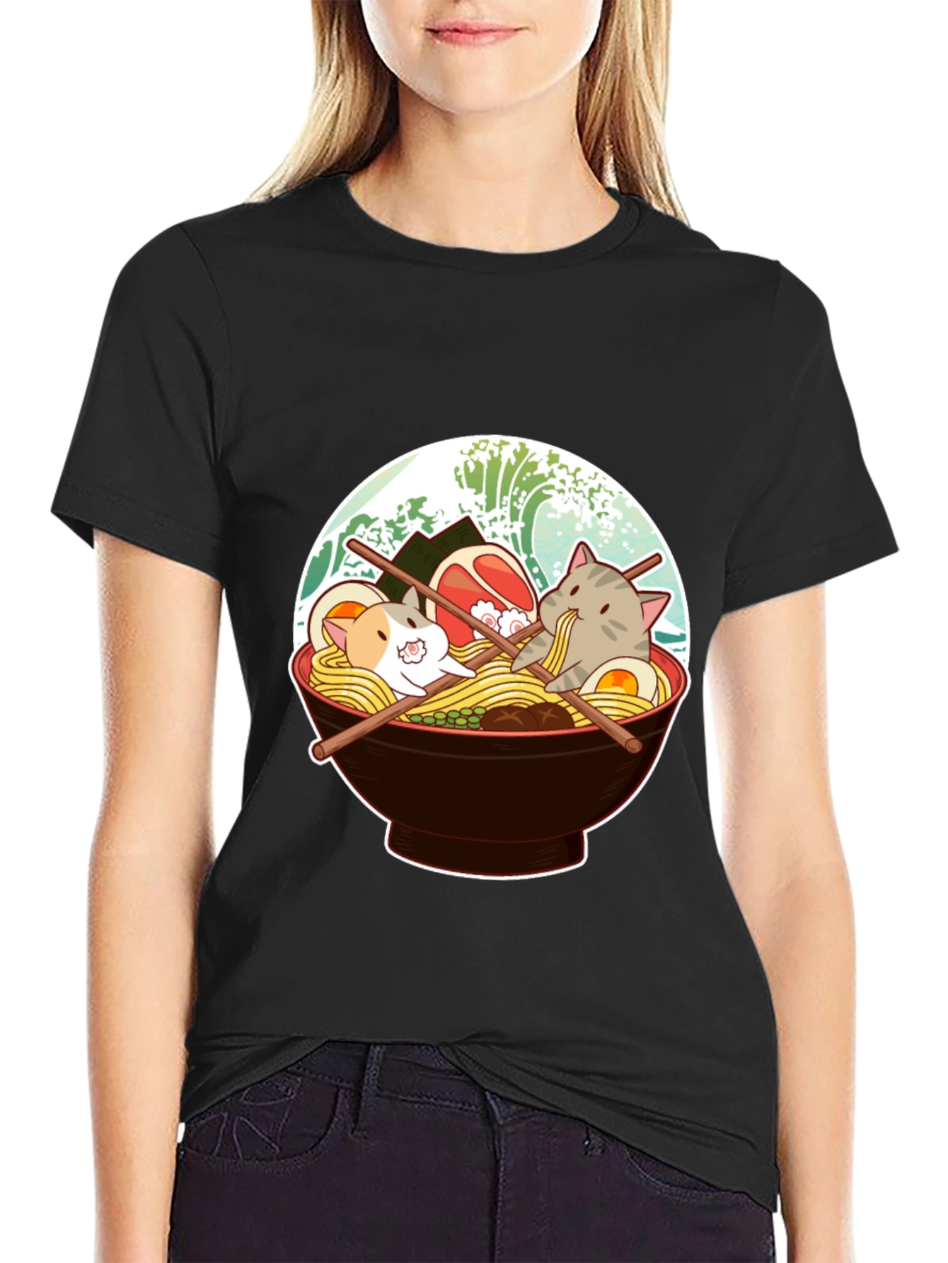 Cat Ramen T-Shirt - Cute Japanese Noodle Bowl Tee