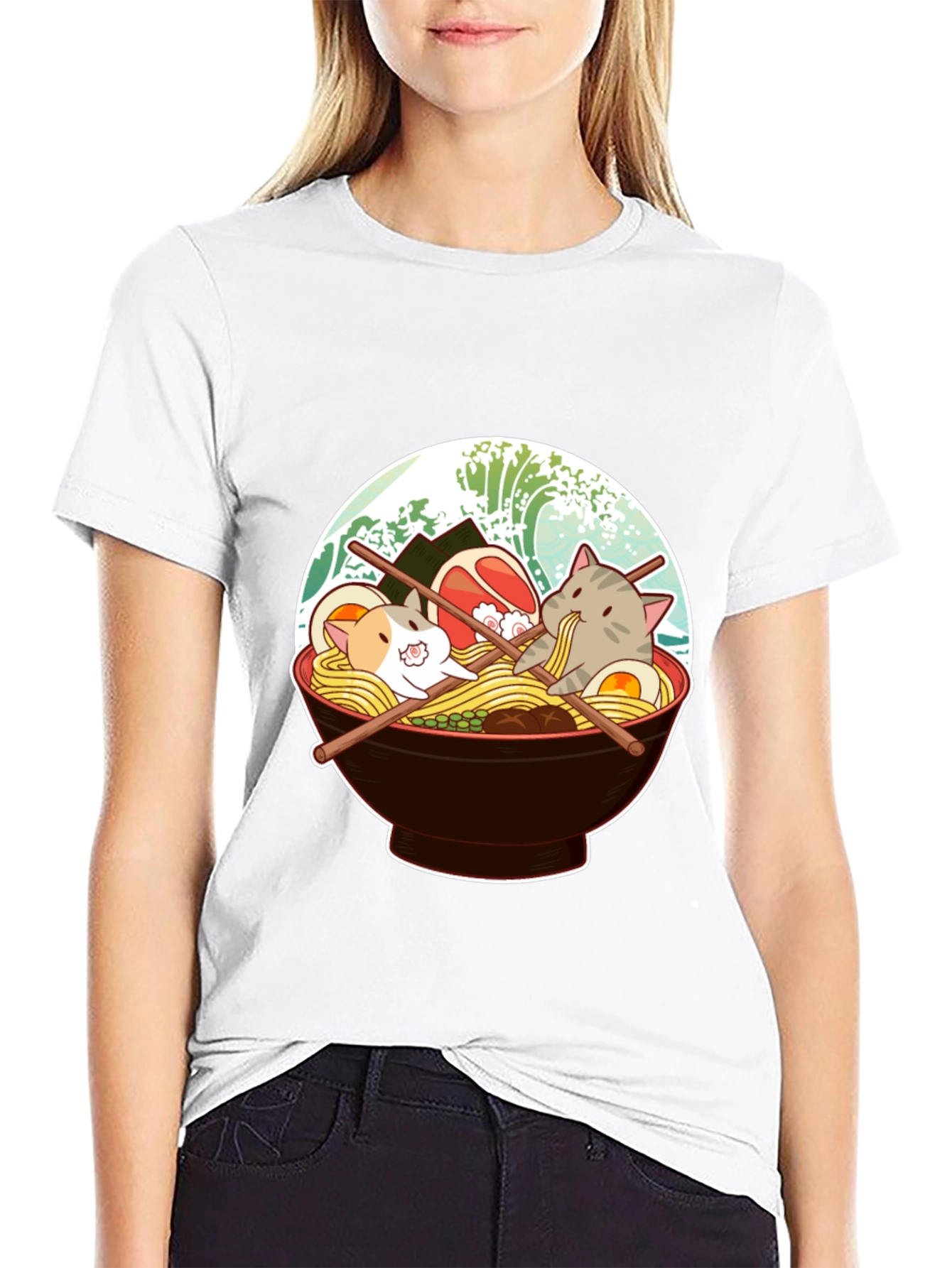 Cat Ramen T-Shirt - Cute Japanese Noodle Bowl Tee