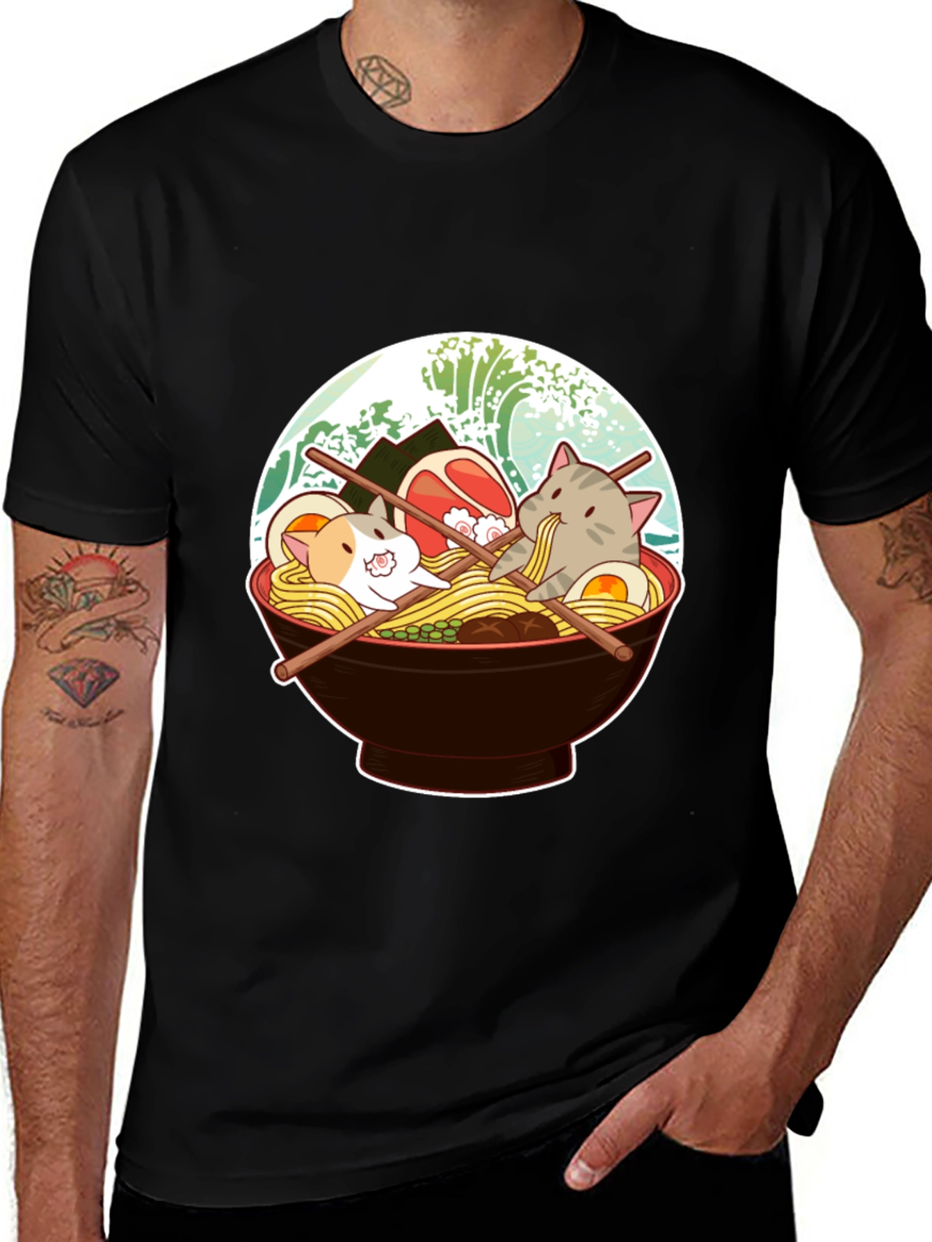 Cat Ramen T-Shirt - Cute Japanese Noodle Bowl Tee