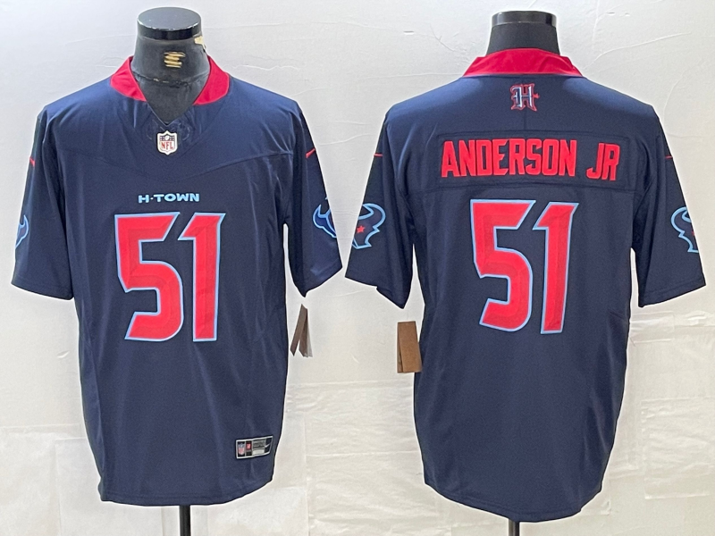 Men's Houston Texans Will Anderson Jr. #51 Navy 2nd Alternate Game Jersey