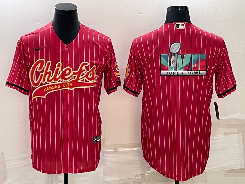 Men's Kansas City Chiefs Red Super Bowl LVII Patch Game Jerseys