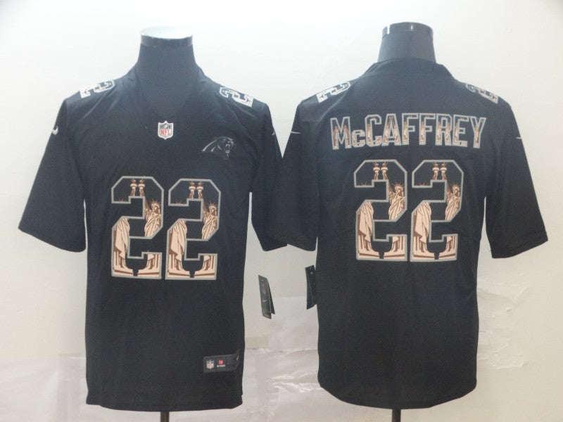 Men's Carolina Panthers #22 Christian McCaffrey Black Authentic Game Jerseys