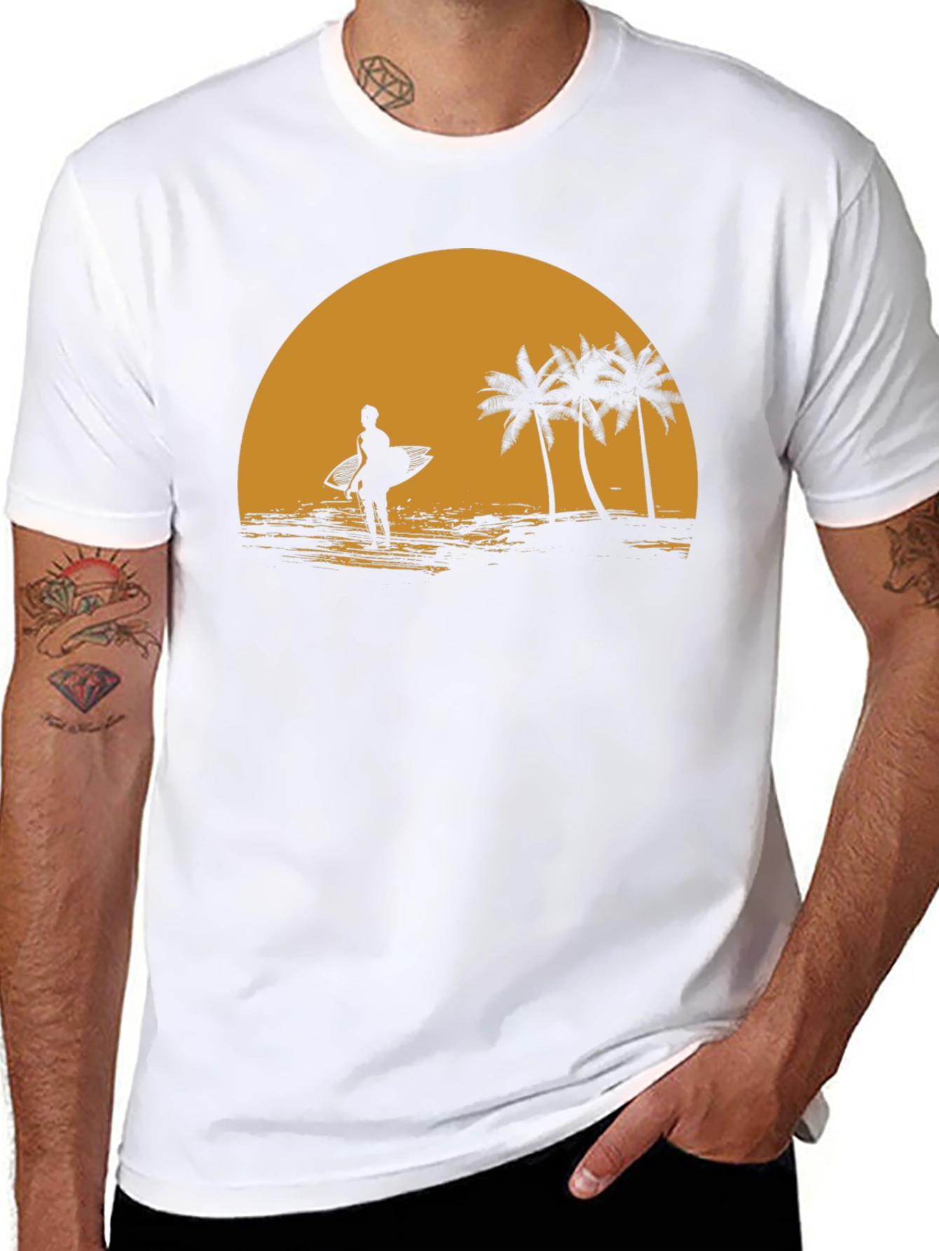 Sunset Surfer Graphic Tee - Beach Vibes