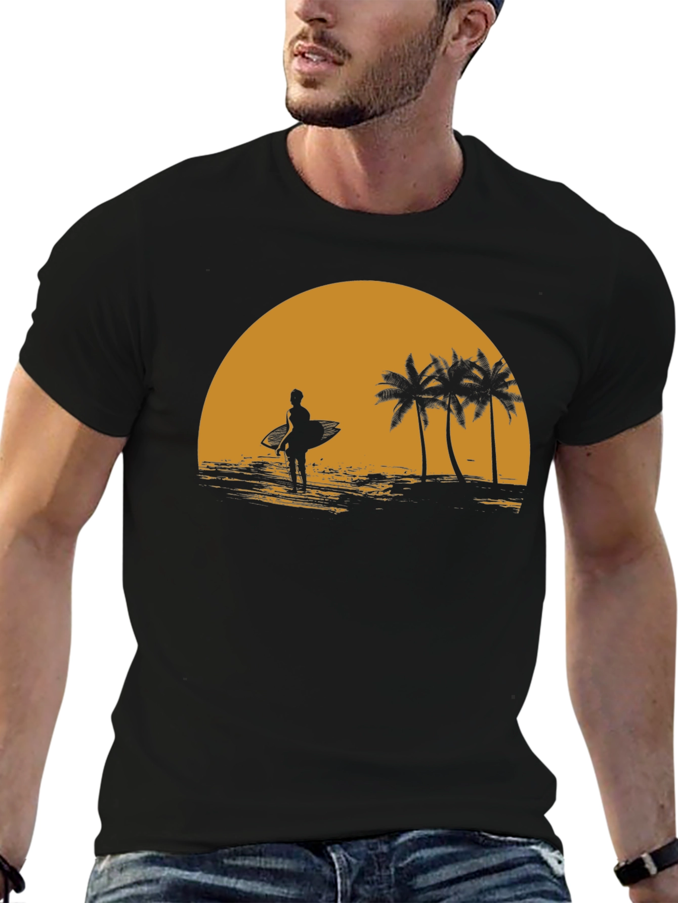 Sunset Surfer Graphic Tee - Beach Vibes