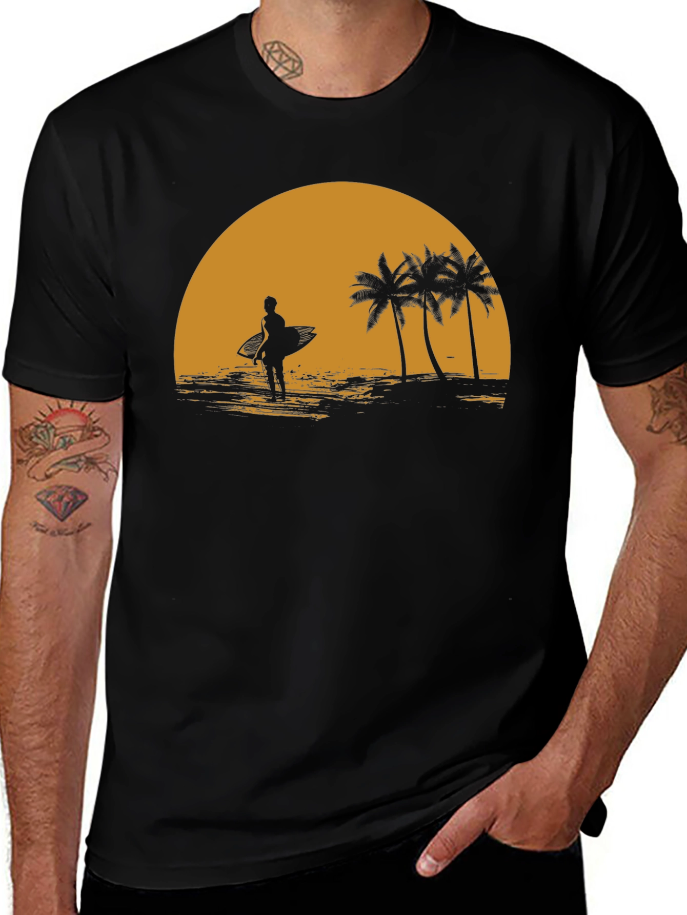 Sunset Surfer Graphic Tee - Beach Vibes