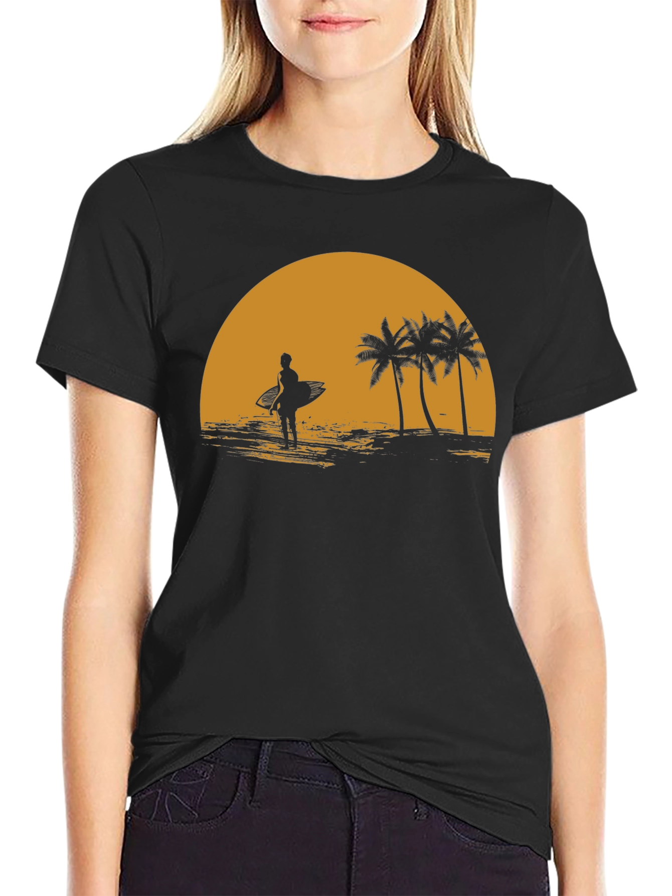 Sunset Surfer Graphic Tee - Beach Vibes