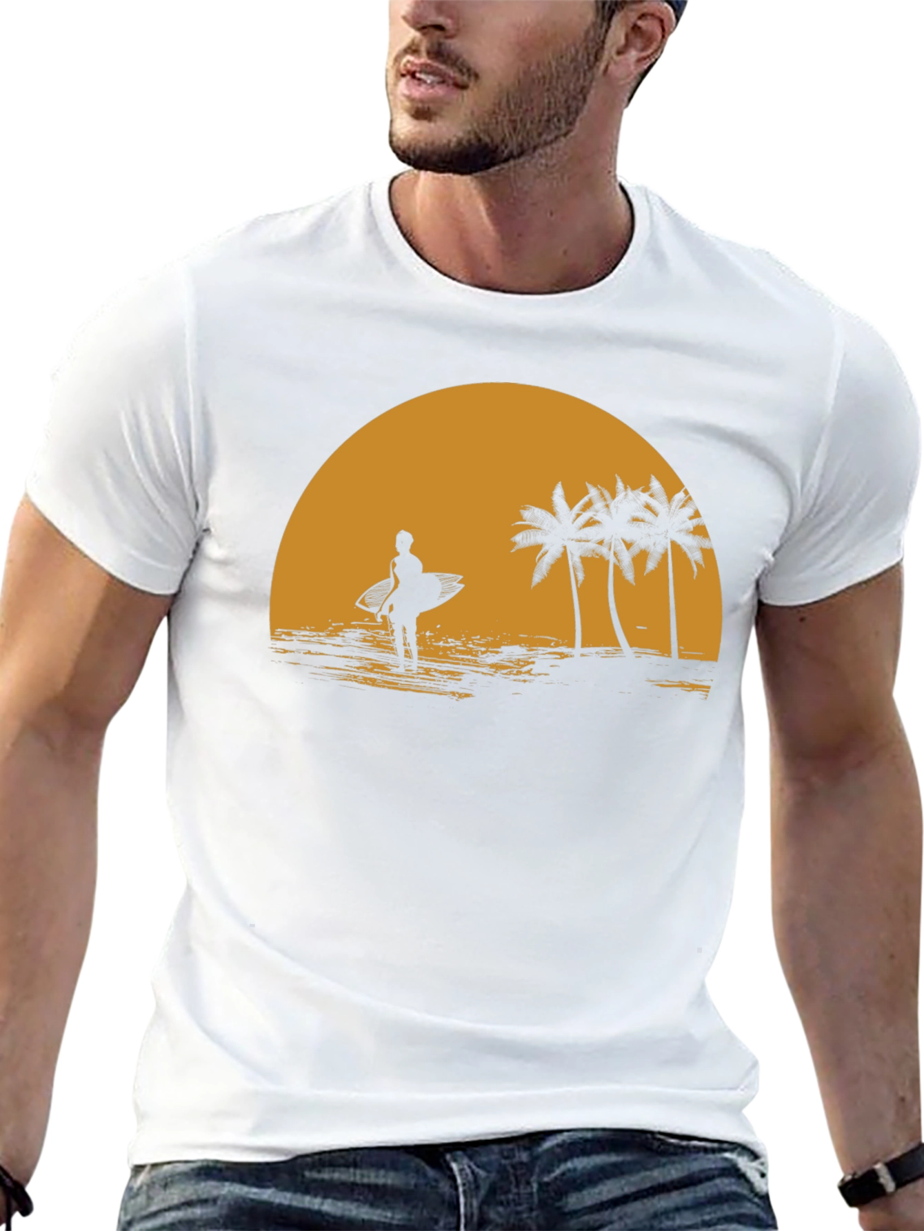 Sunset Surfer Graphic Tee - Beach Vibes