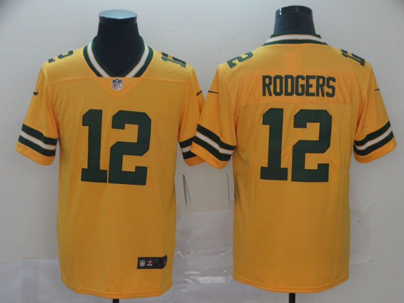 Men's Green Bay Packers Aaron Rodgers #12 Yellow Inverted Legend Jerseys